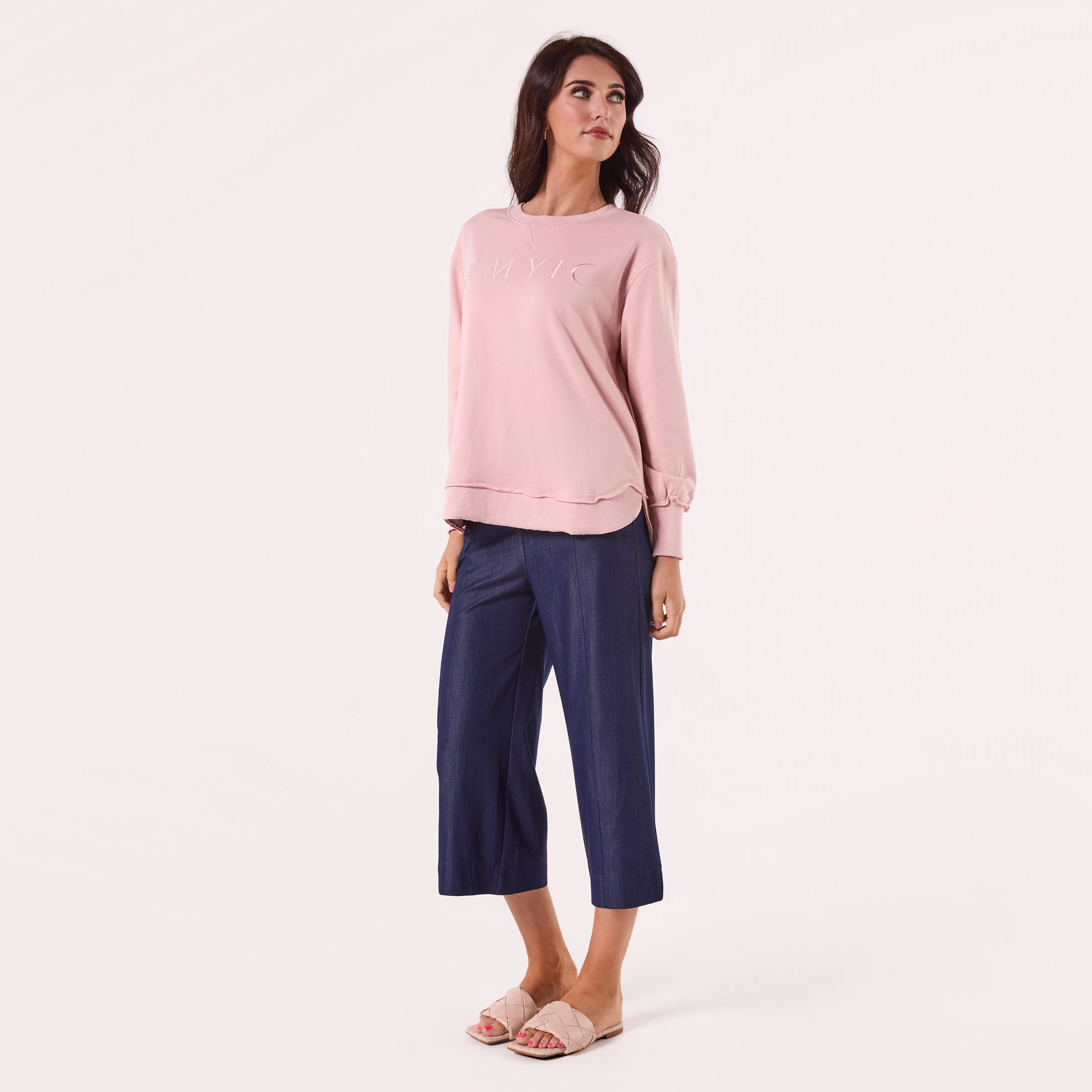 AM022161 PINK EMBROIDERY SWEATSHIRT