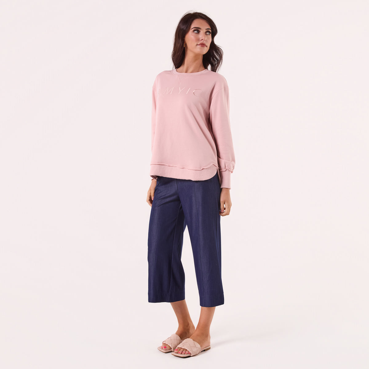 AM022161 PINK EMBROIDERY SWEATSHIRT – Amyic