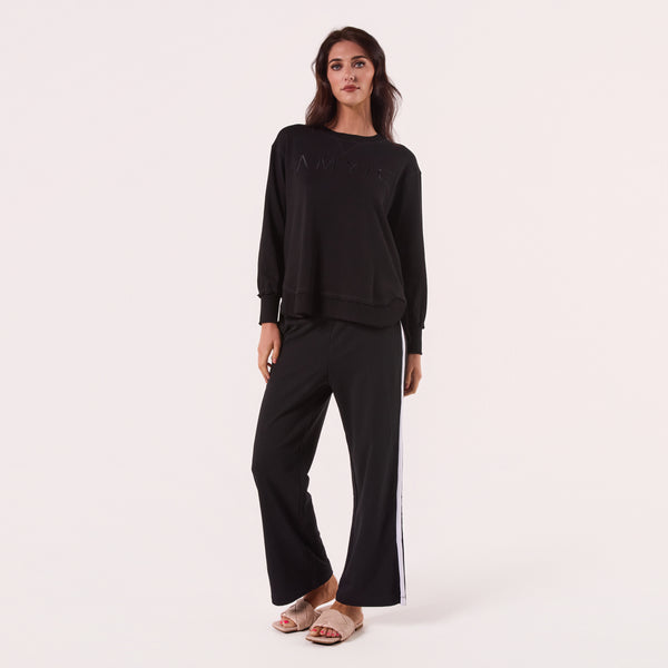 AM022161 BLACK EMBROIDERY SWEATSHIRT