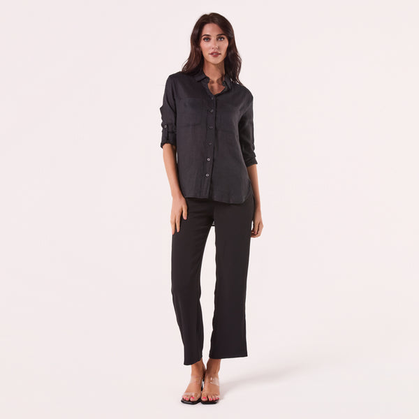 AM02368 TWO SIDE POCKET 100%LINEN SHIRT