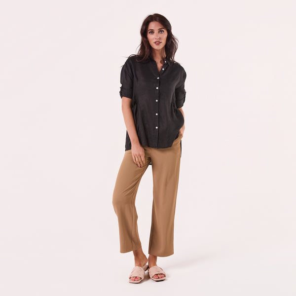 AM01274 SLEEVE BUTTON ROLL UP 100%LINEN SHIRT