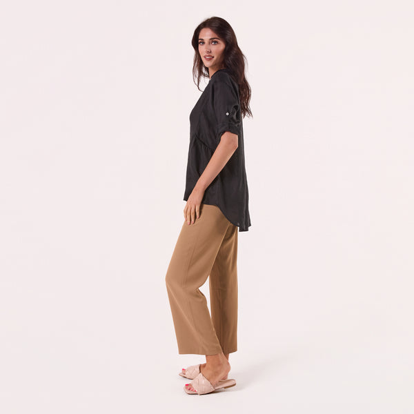 AM01274 SLEEVE BUTTON ROLL UP 100%LINEN SHIRT