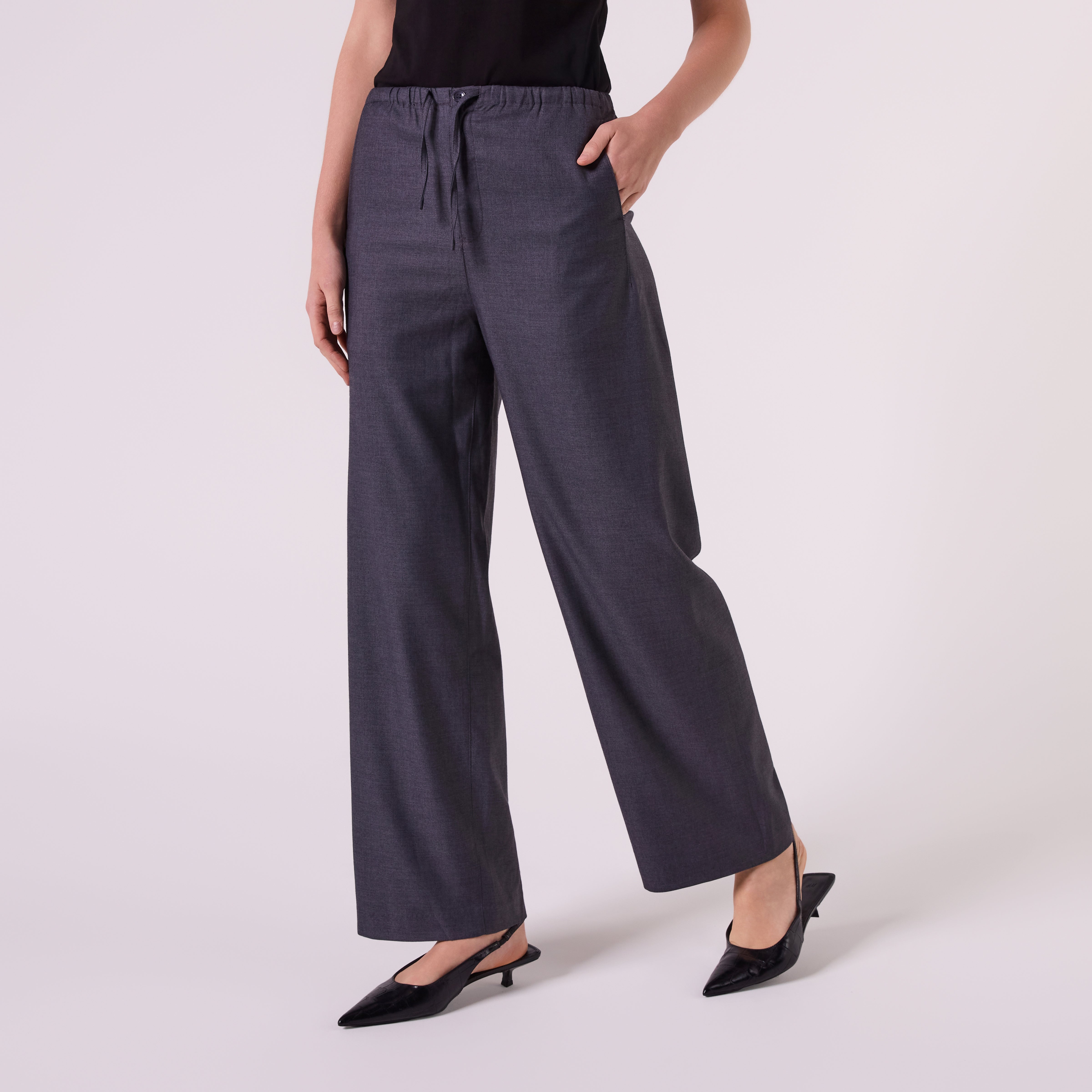 AM26011 DRAWSTRING WOOL PANTS (CHARCOAL)