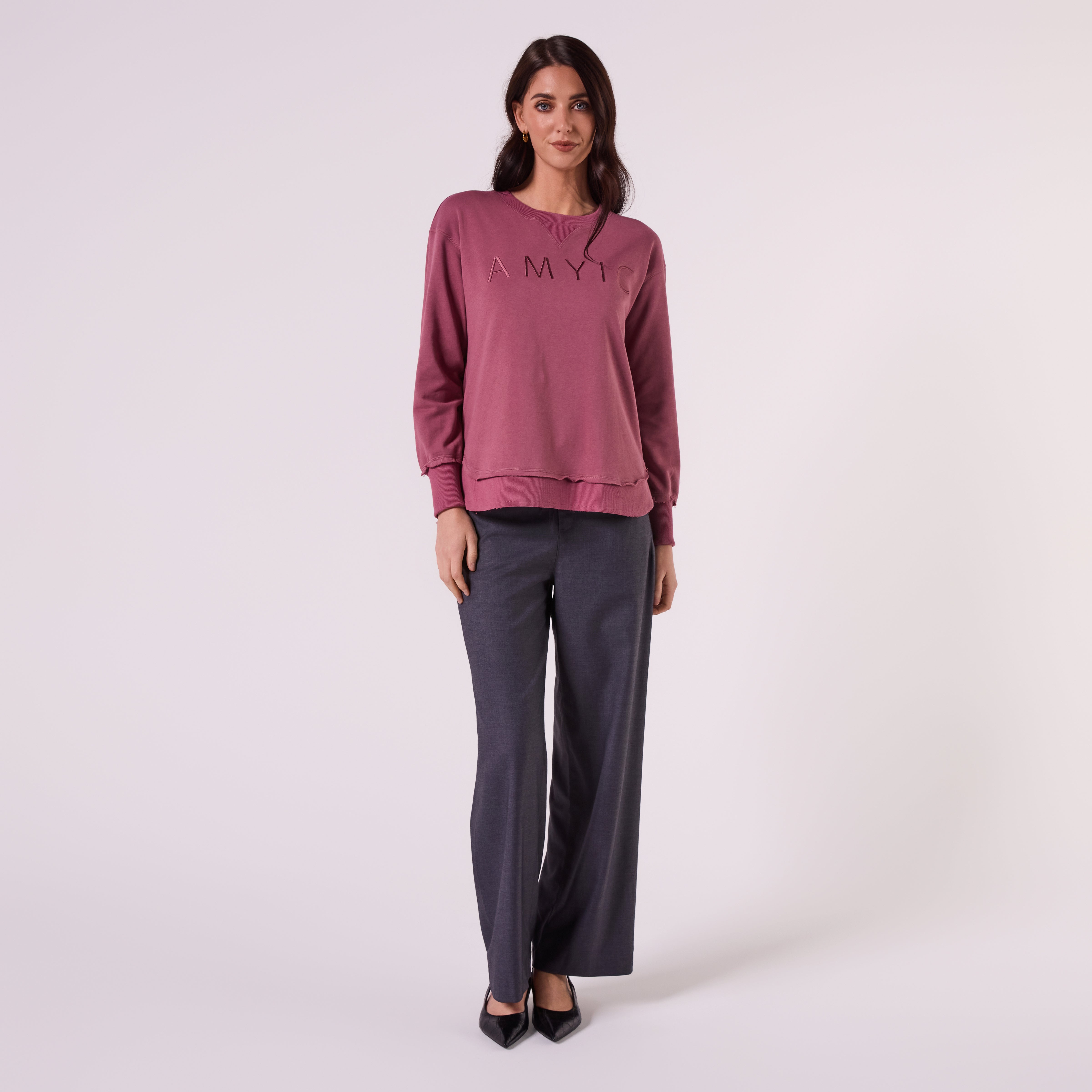 AM022161 EMBROIDERY SWEATSHIRT (MULBERRY)