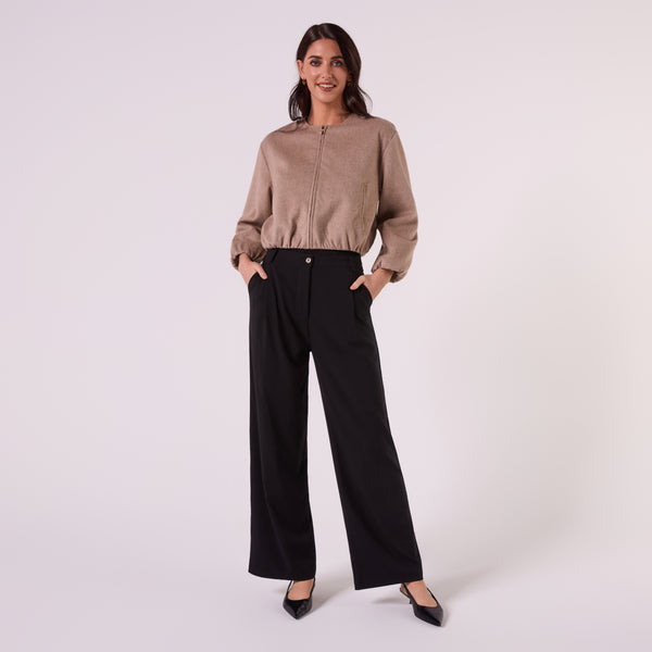 AM26038 WOOL FELT BOMBER JACKET  (MOCHA)