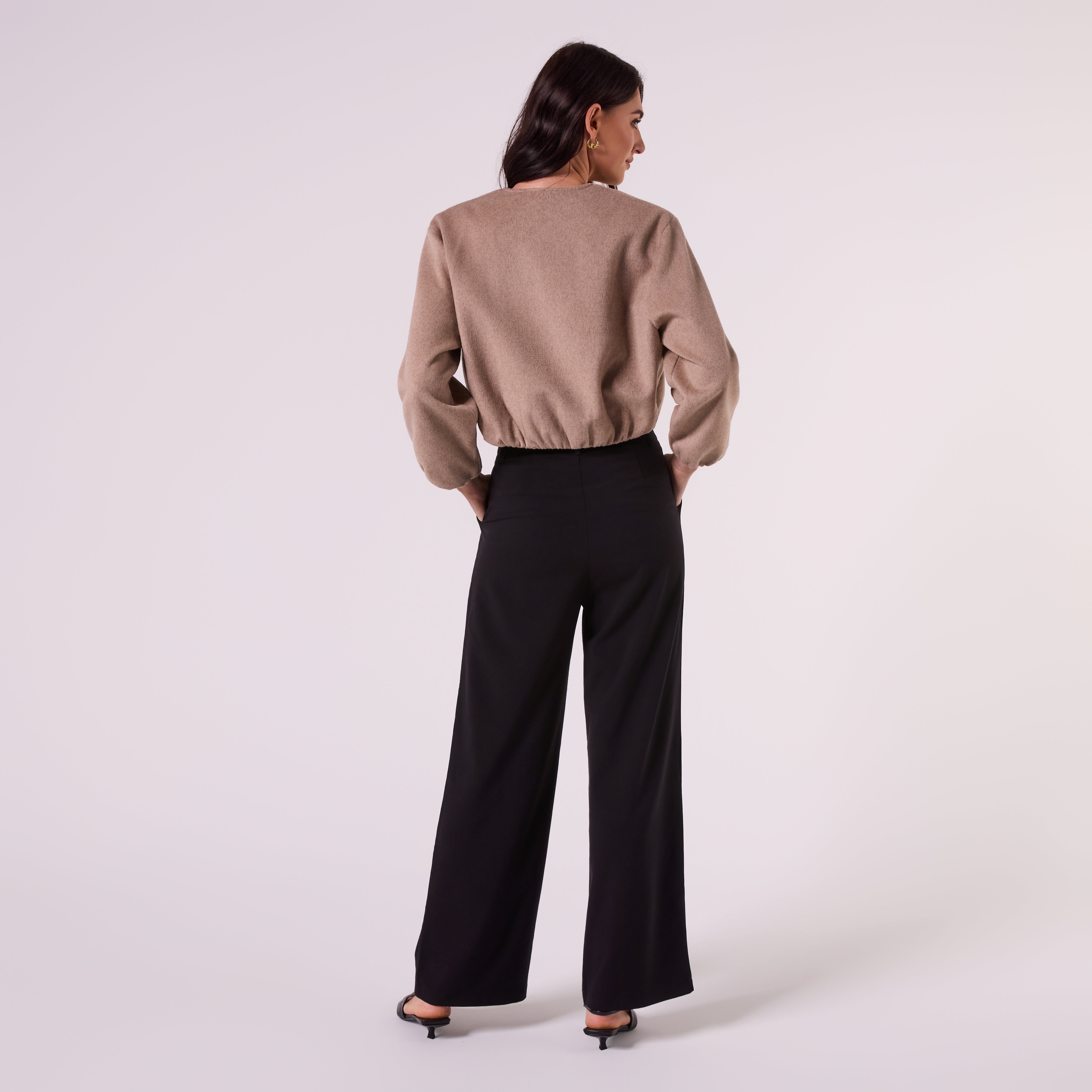 AM26038 WOOL FELT BOMBER JACKET  (MOCHA)