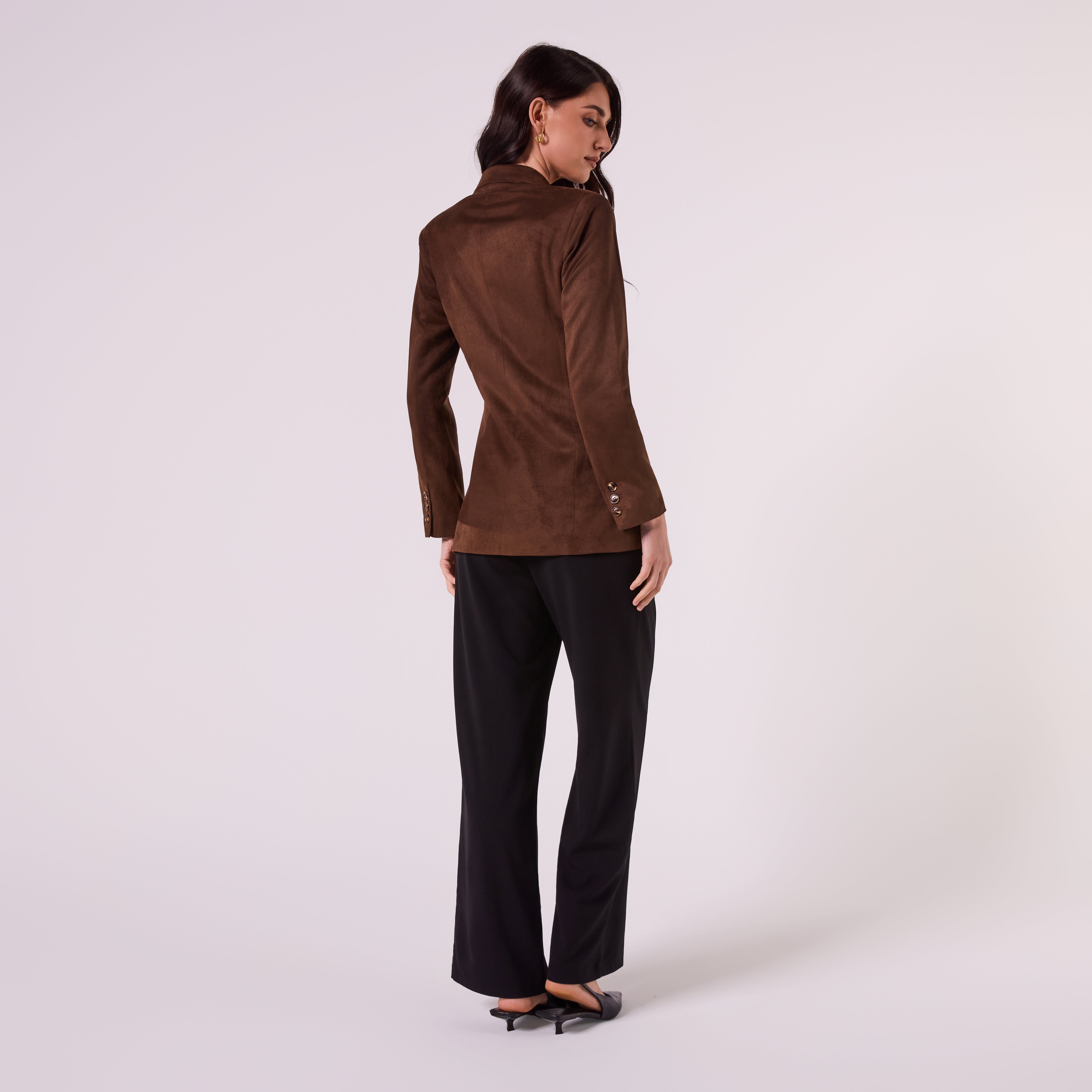 AM26010 DOUBLE BREASTED BLAZER  (CHOCOLATE)