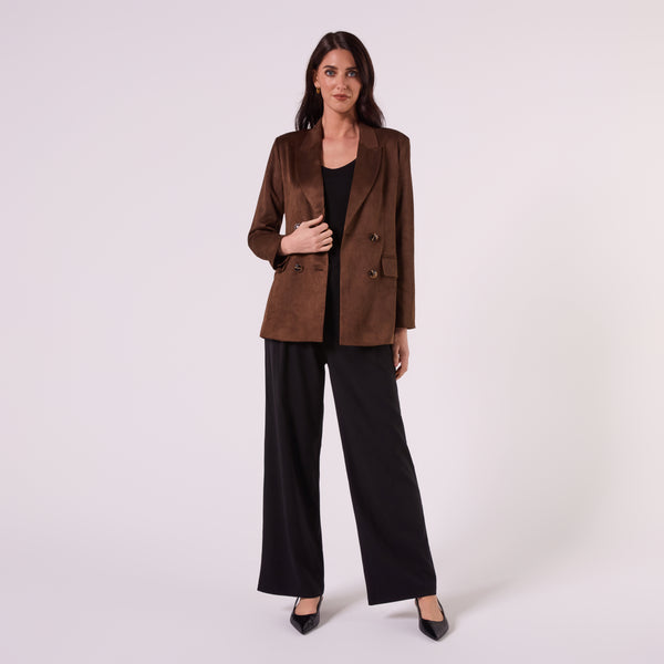 AM26010 DOUBLE BREASTED BLAZER  (CHOCOLATE)