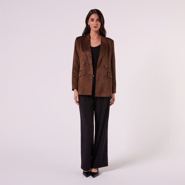 AM26010 DOUBLE BREASTED BLAZER  (CHOCOLATE)
