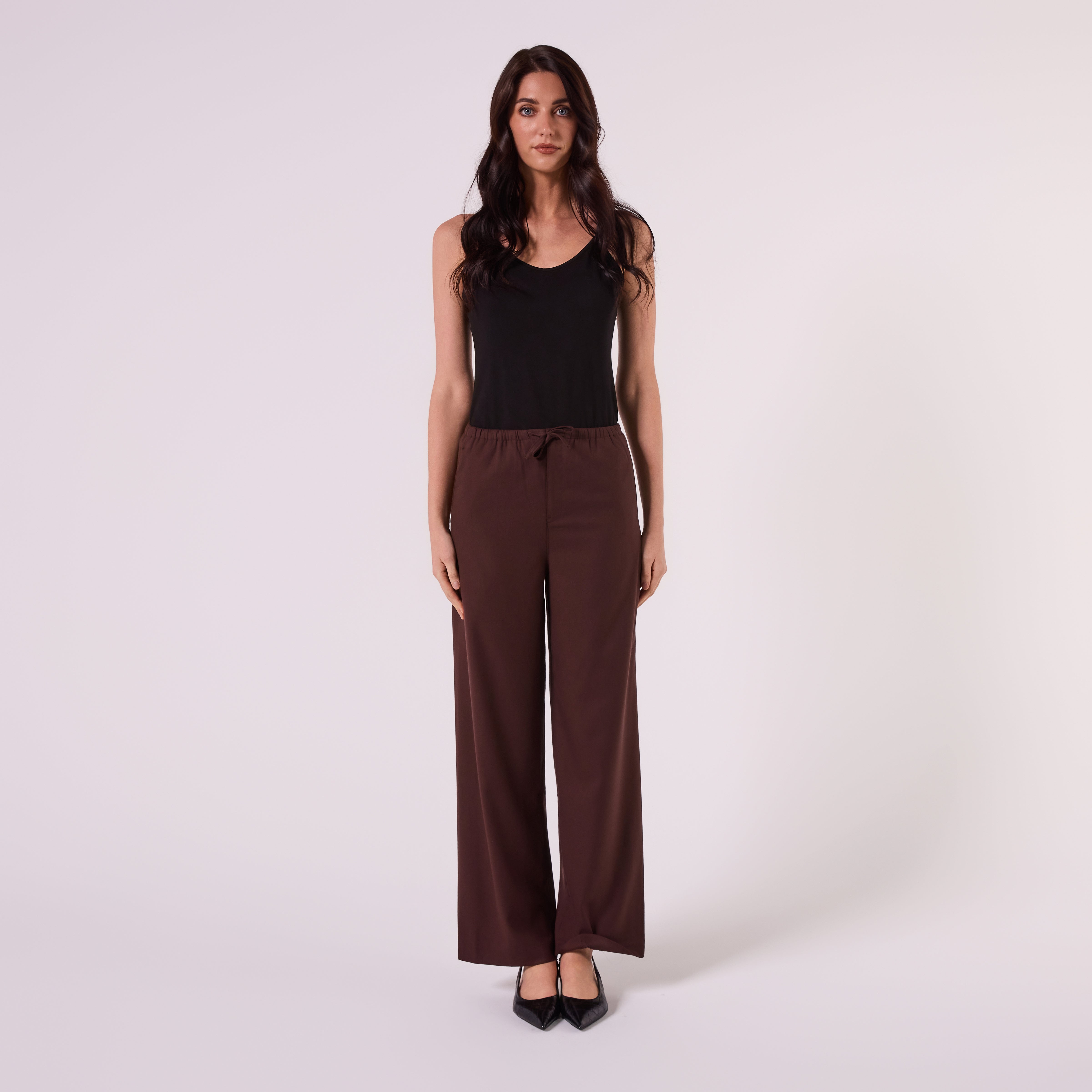 AM26011 DRAWSTRING WOOL PANTS (CHOCOLATE)