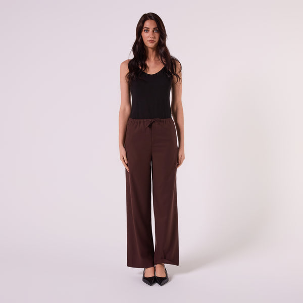 AM26011 DRAWSTRING WOOL PANTS (CHOCOLATE)