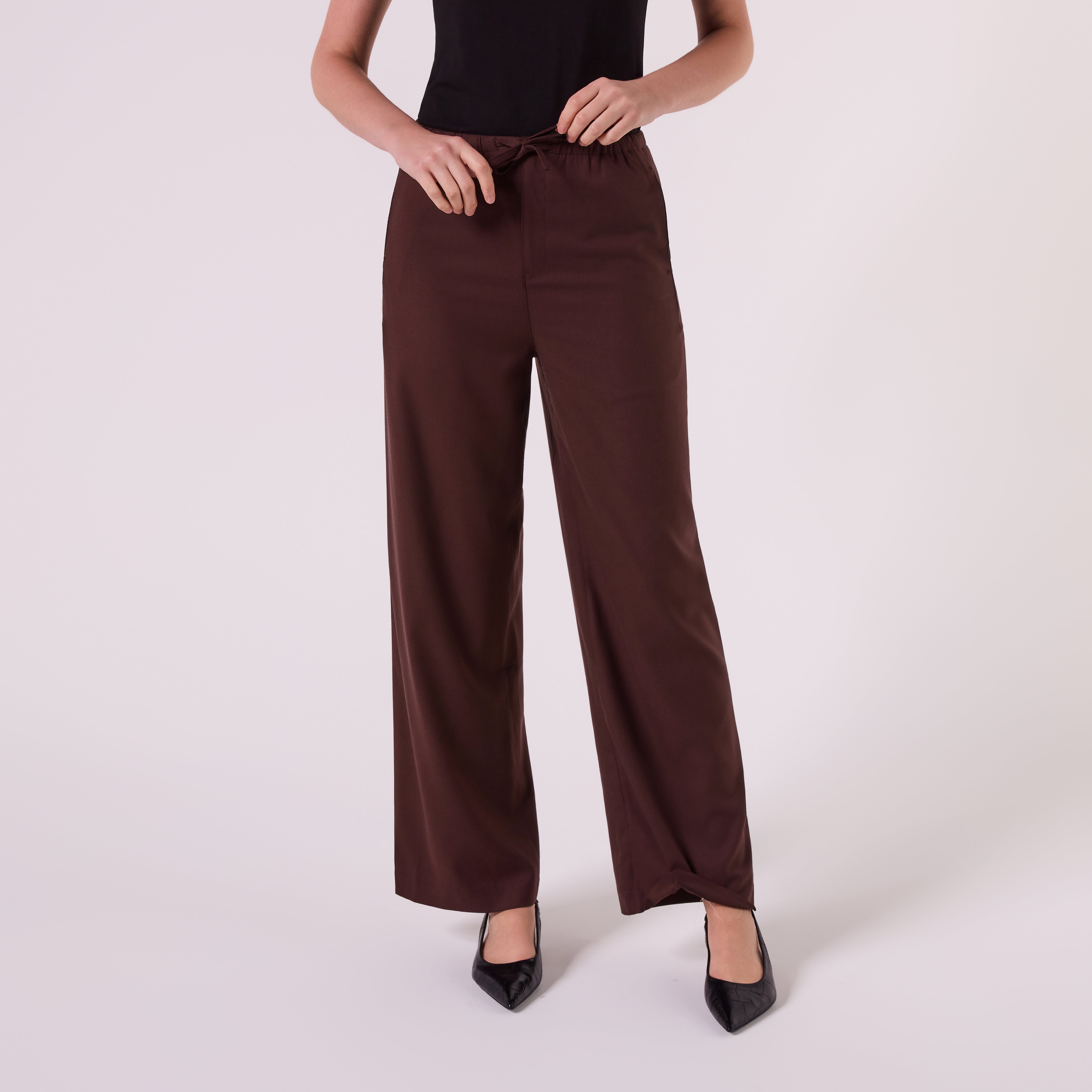 AM26011 DRAWSTRING WOOL PANTS (CHOCOLATE)