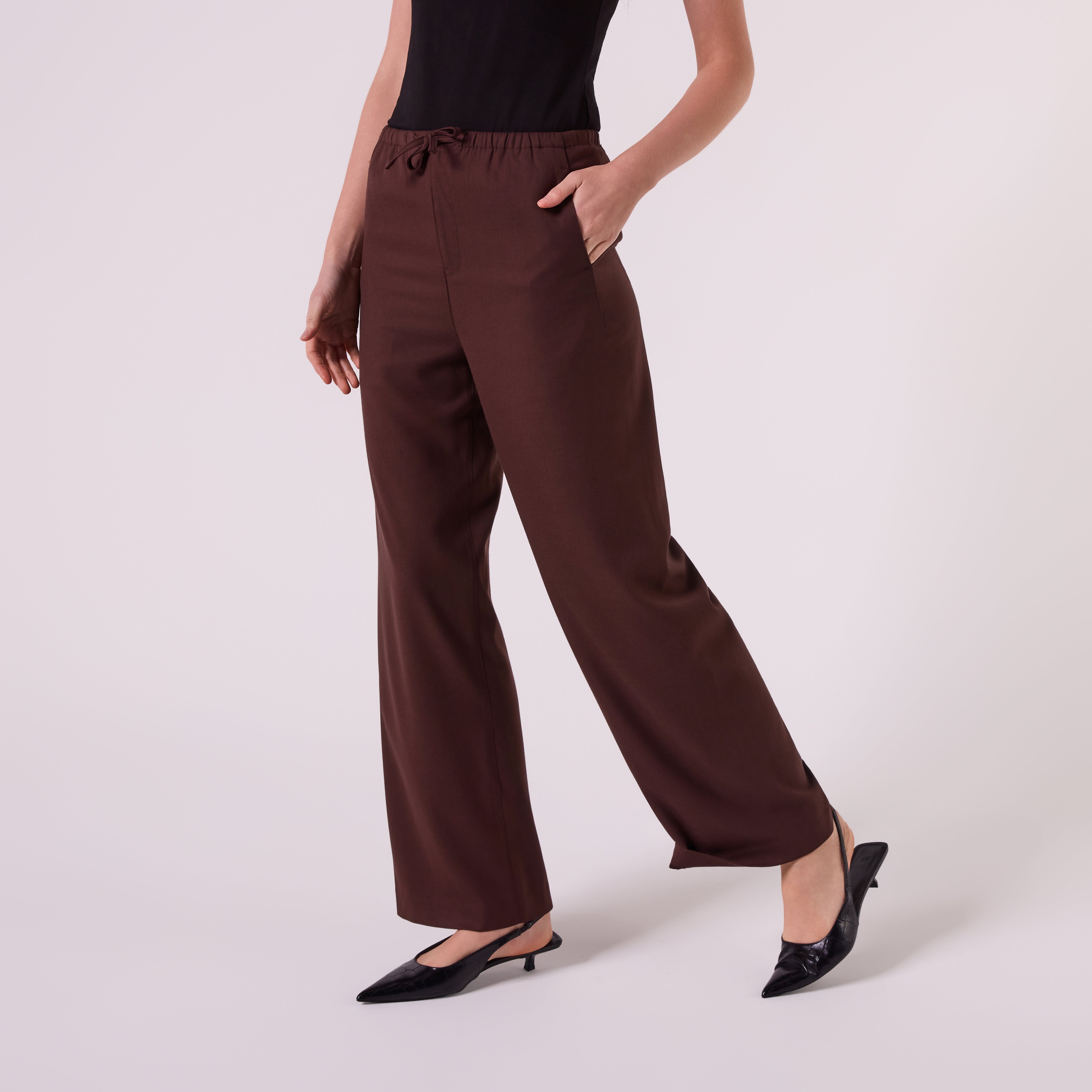 AM26011 DRAWSTRING WOOL PANTS (CHOCOLATE)