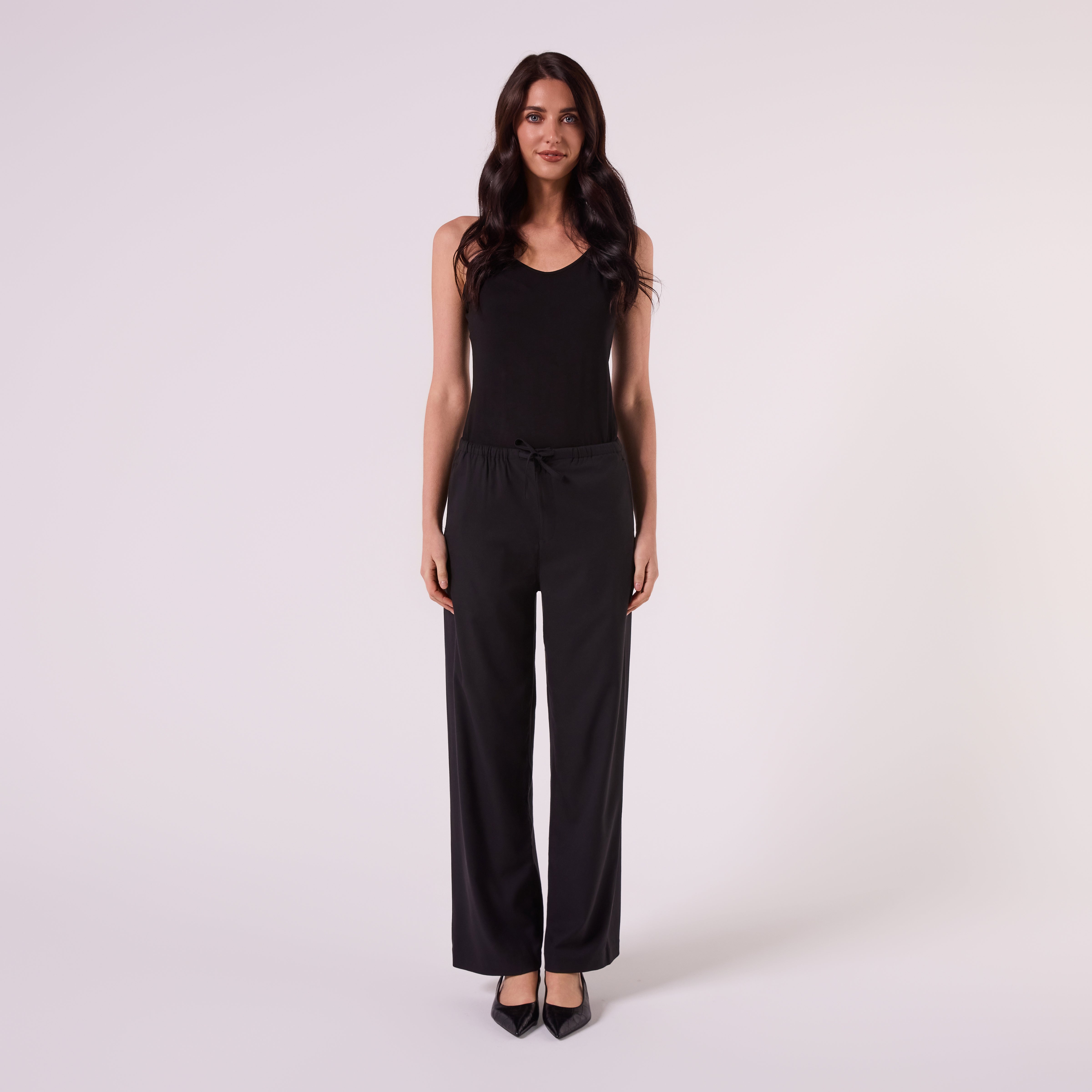 AM26011 DRAWSTRING WOOL PANTS (BLACK)