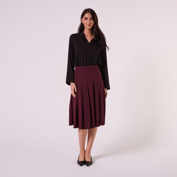 AF00023 PLEATED MIDI SKIRT (WINE)