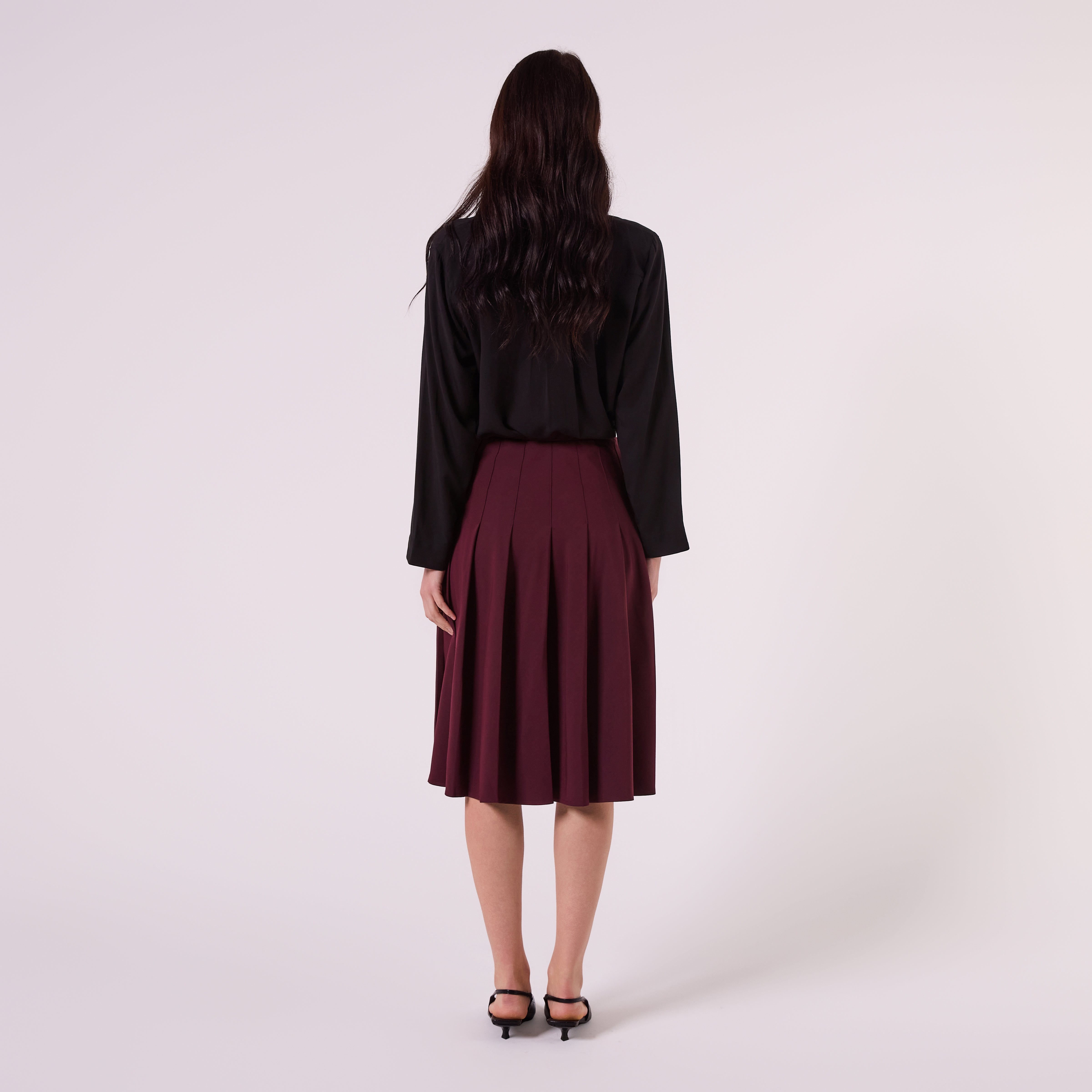 AF00023 PLEATED MIDI SKIRT (WINE)