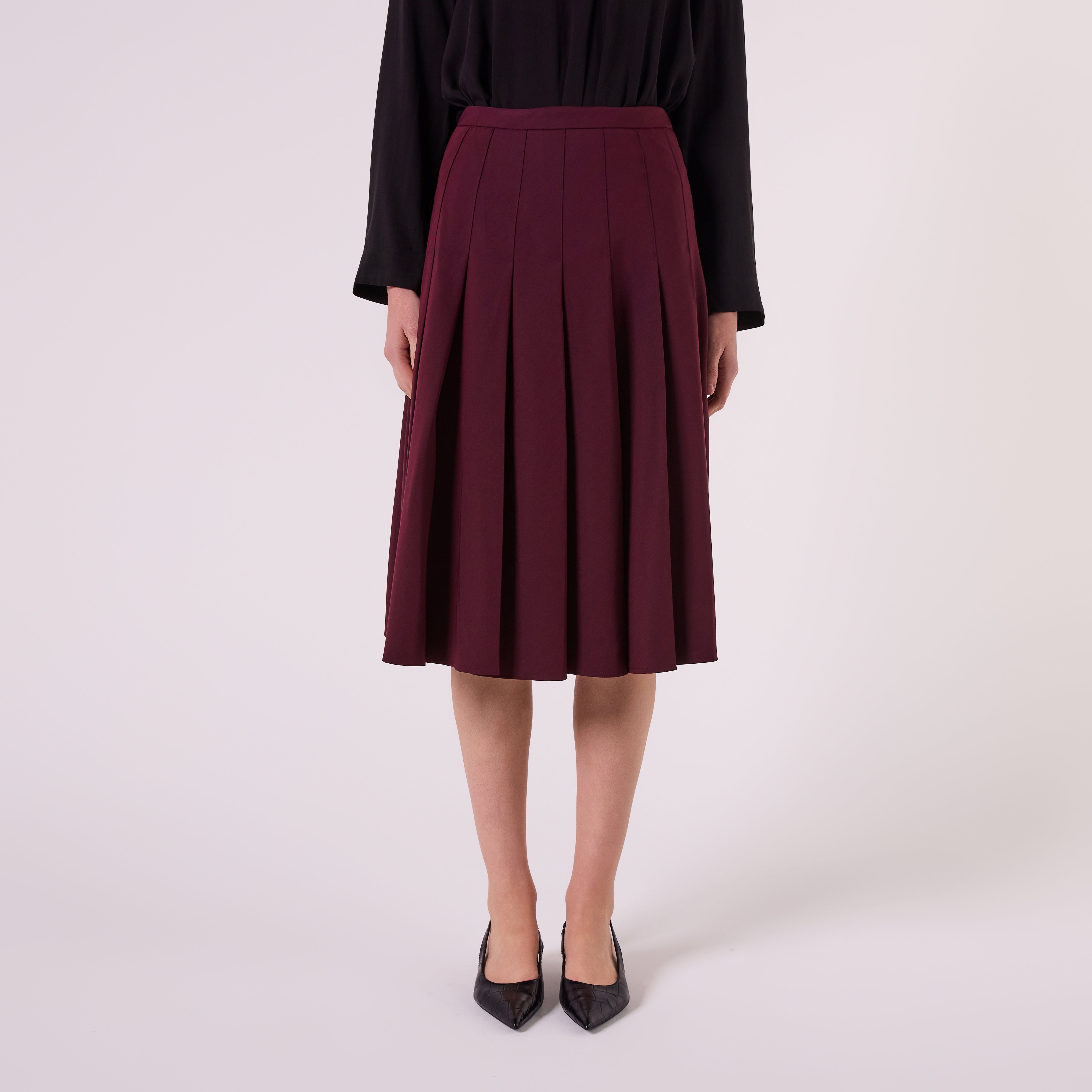 AF00023 PLEATED MIDI SKIRT (WINE)