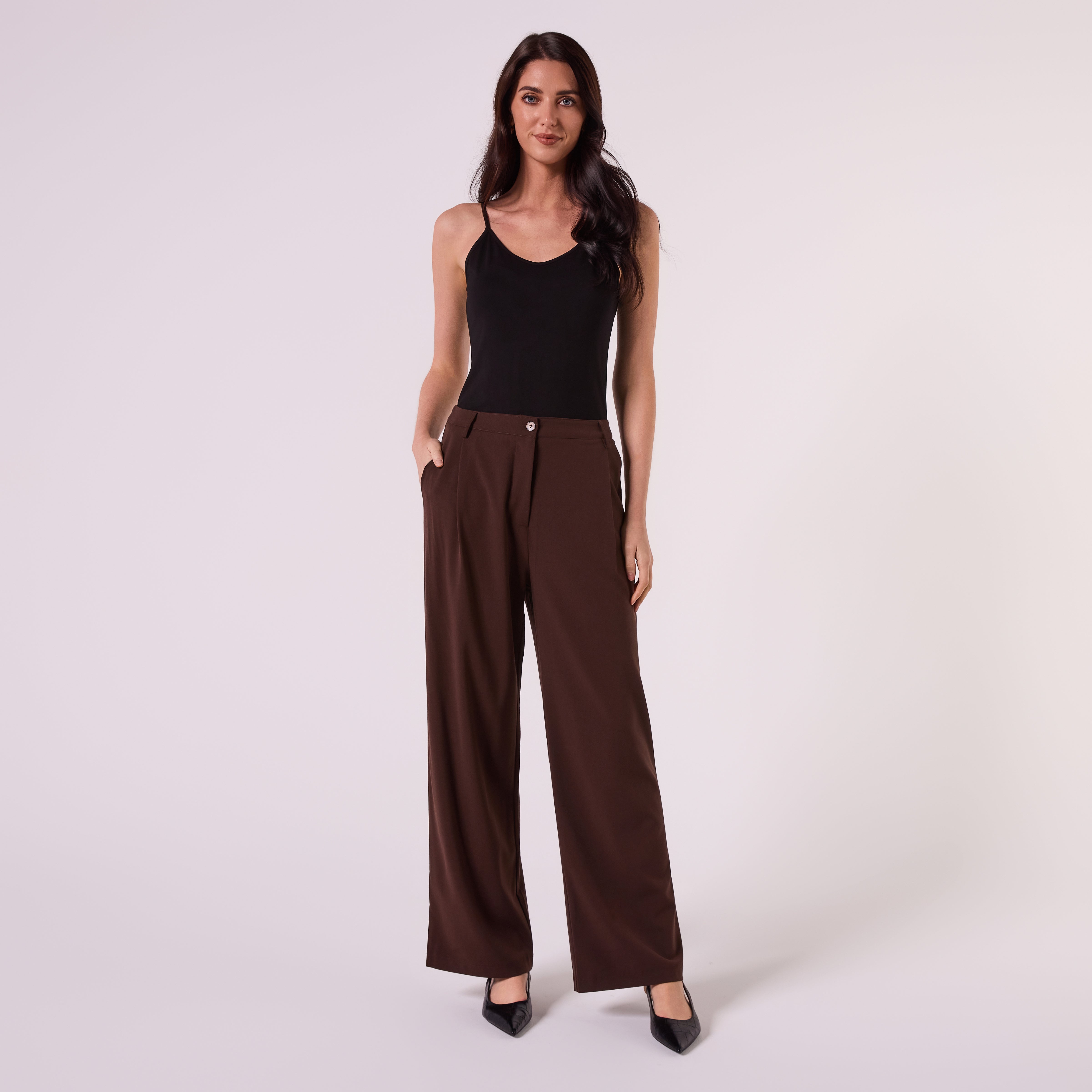AF00025 MID WIDE LEG PANT (CHOCOLATE)