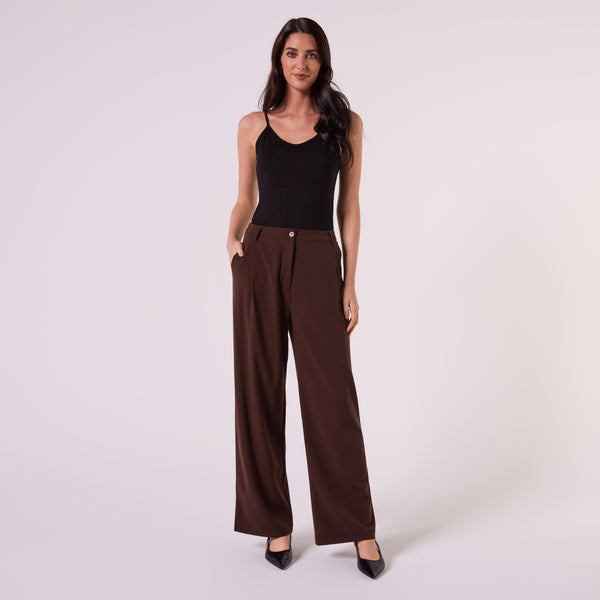 AF00025 MID WIDE LEG PANT (CHOCOLATE)
