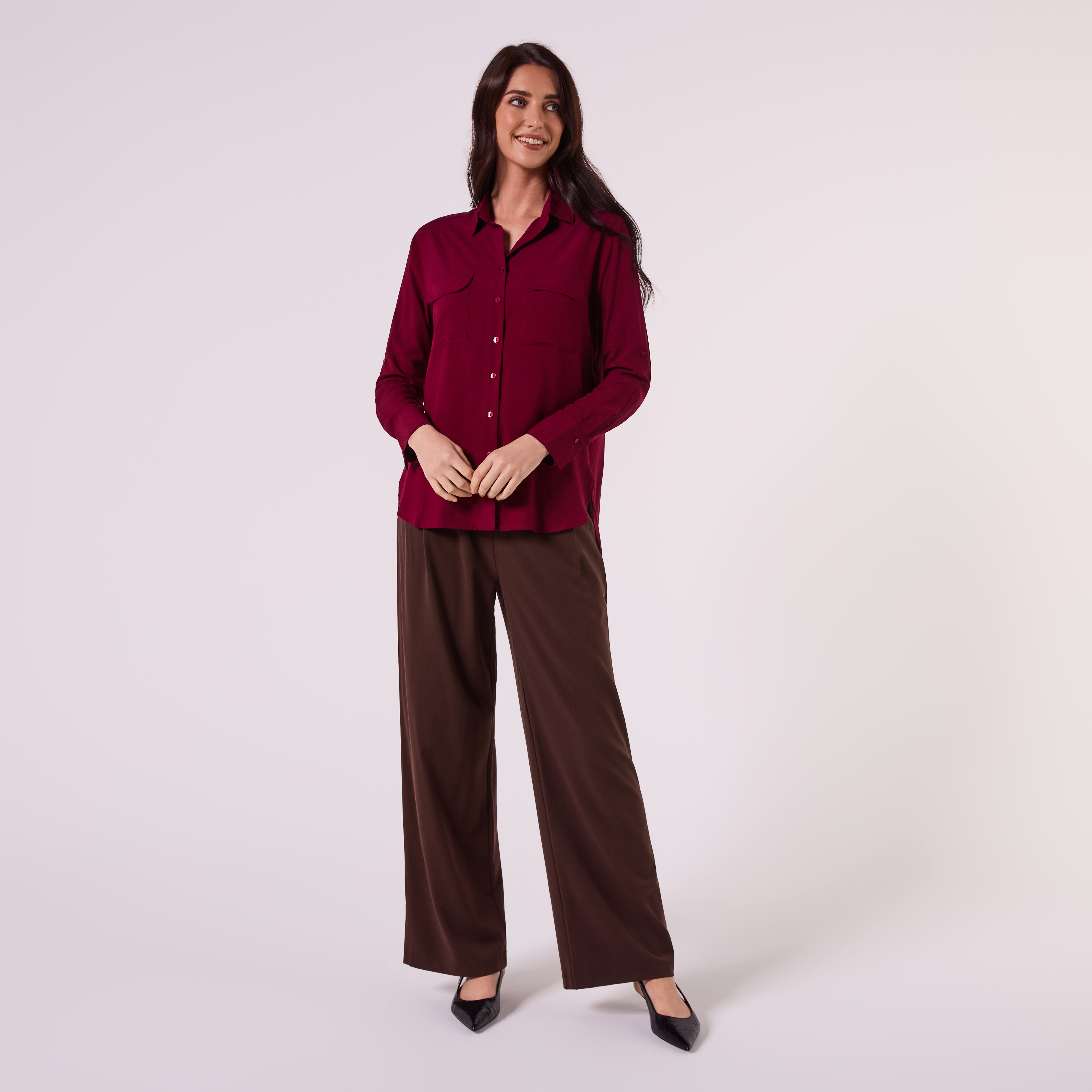 AM26027 PATCH POCKET SHIRT (WINE)