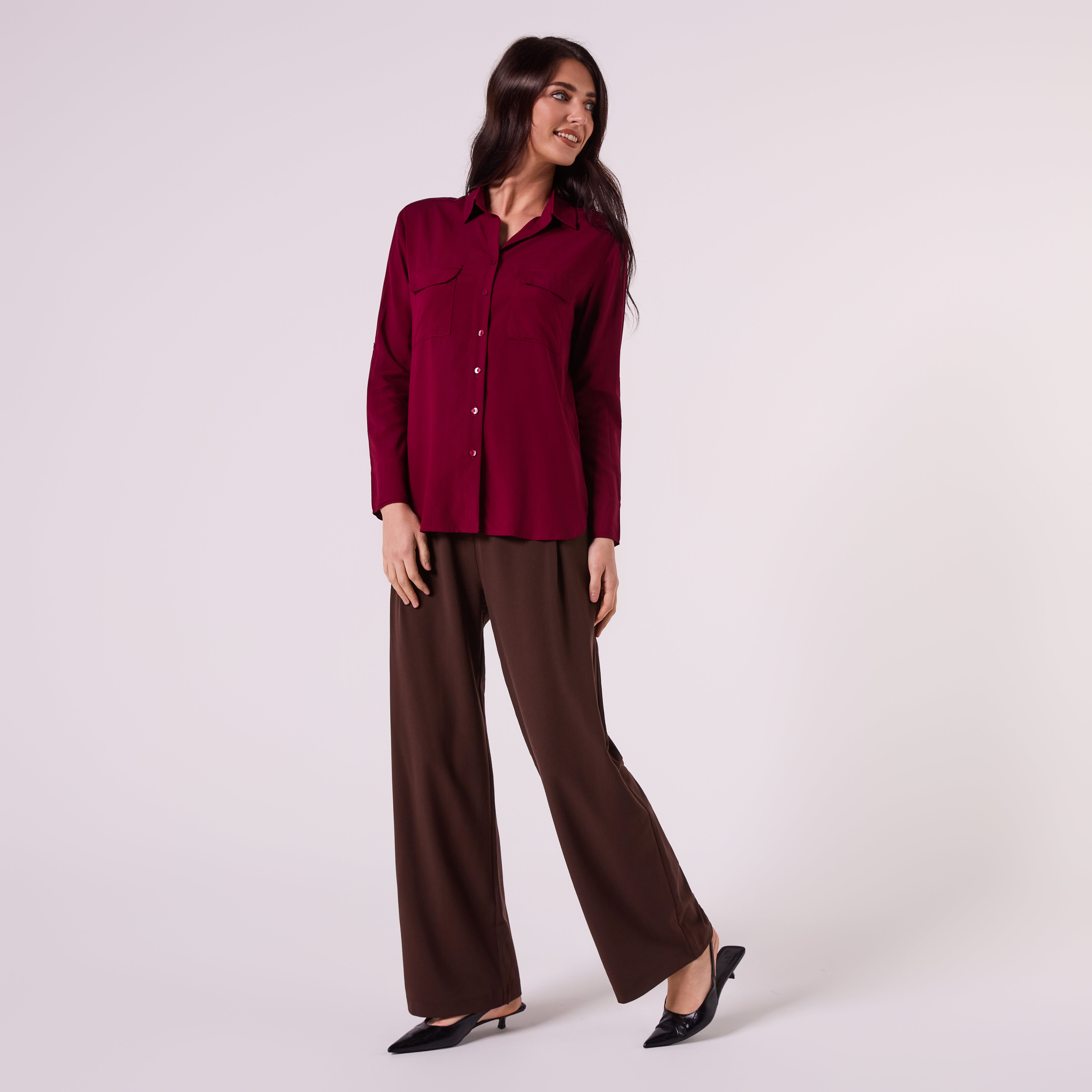 AM26027 PATCH POCKET SHIRT (WINE)