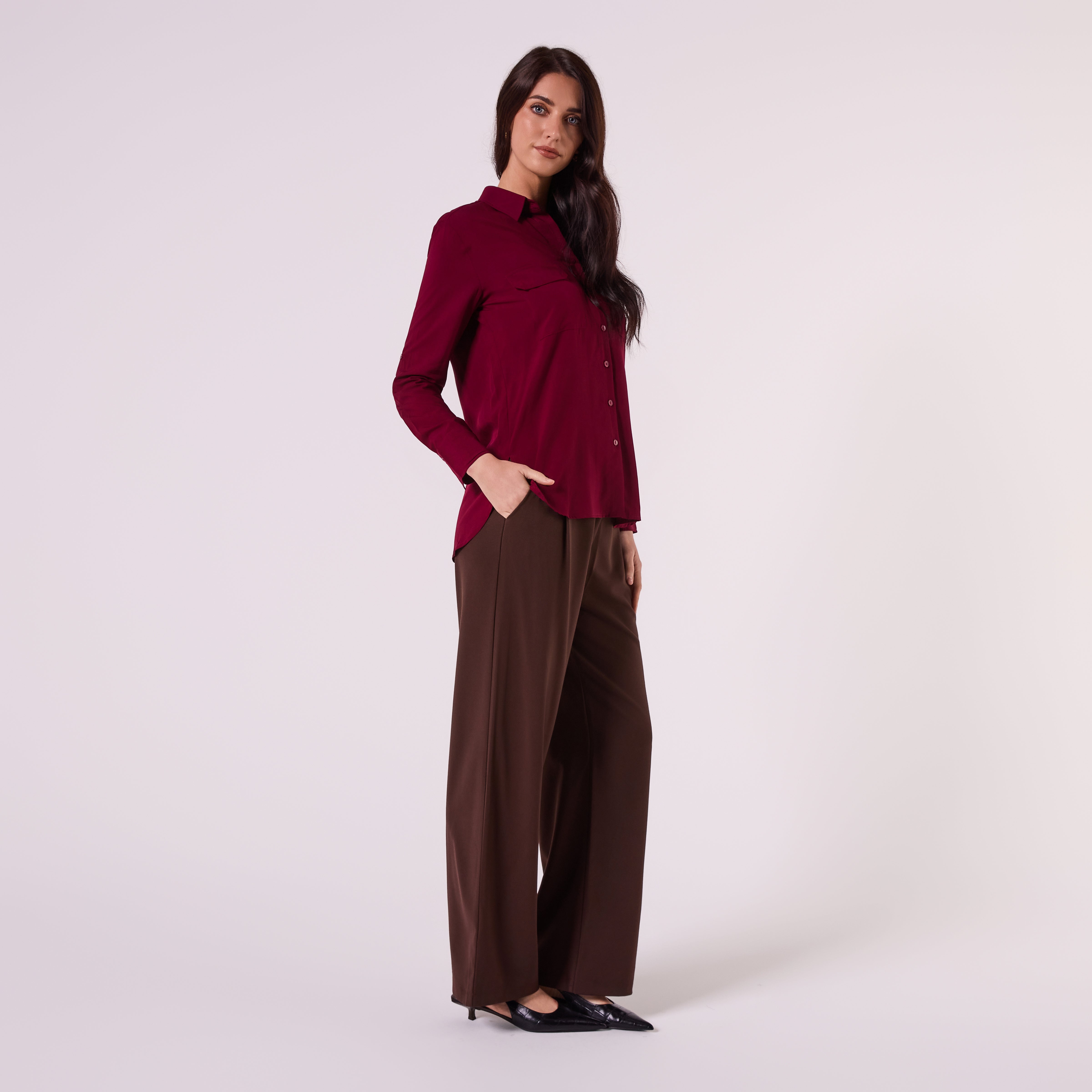 AM26027 PATCH POCKET SHIRT (WINE)