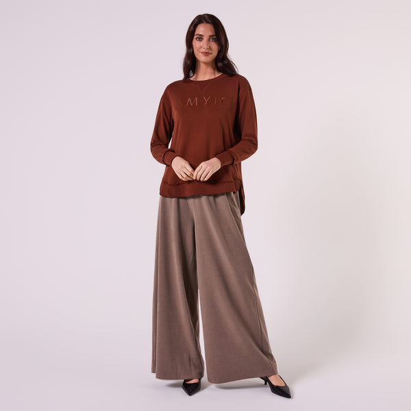 AM022161 EMBROIDERY SWEATSHIRT (CHOCOLATE)