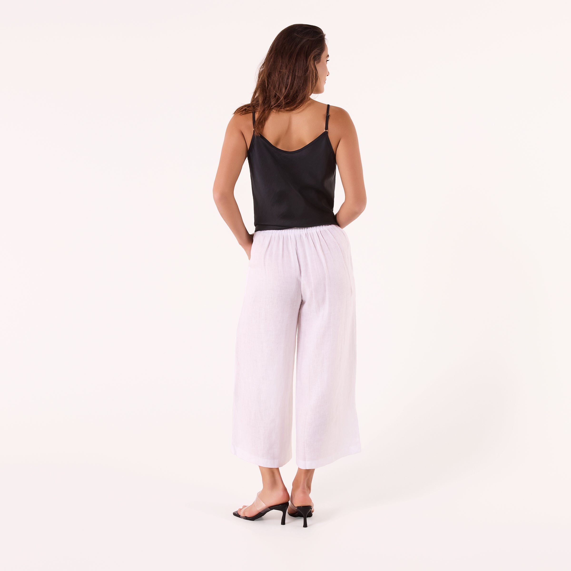 AM02377 100%LINEN CROPPED PANTS