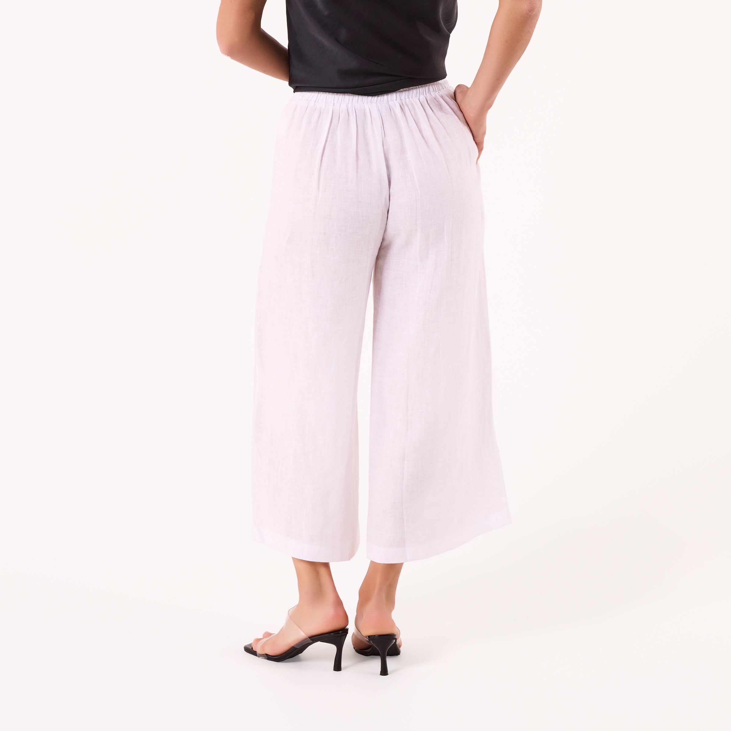 AM02377 100%LINEN CROPPED PANTS
