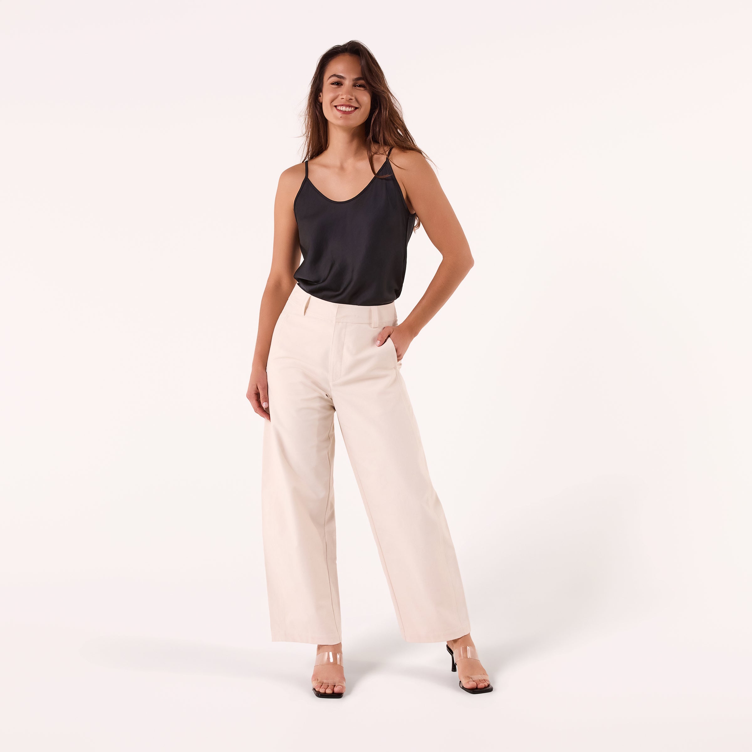 AF00022 PANTS - ( BEIGE WHITE)