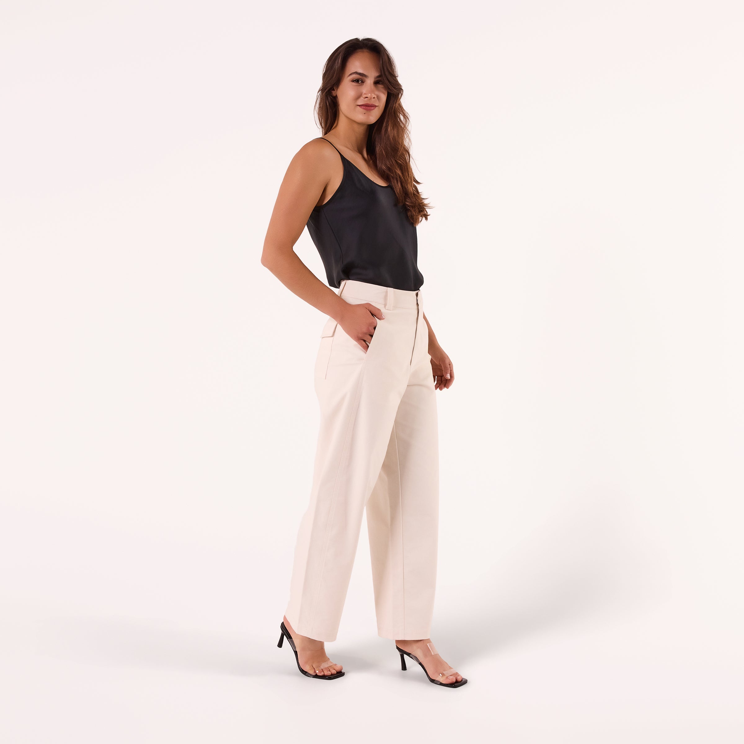 AF00022 PANTS - ( BEIGE WHITE)