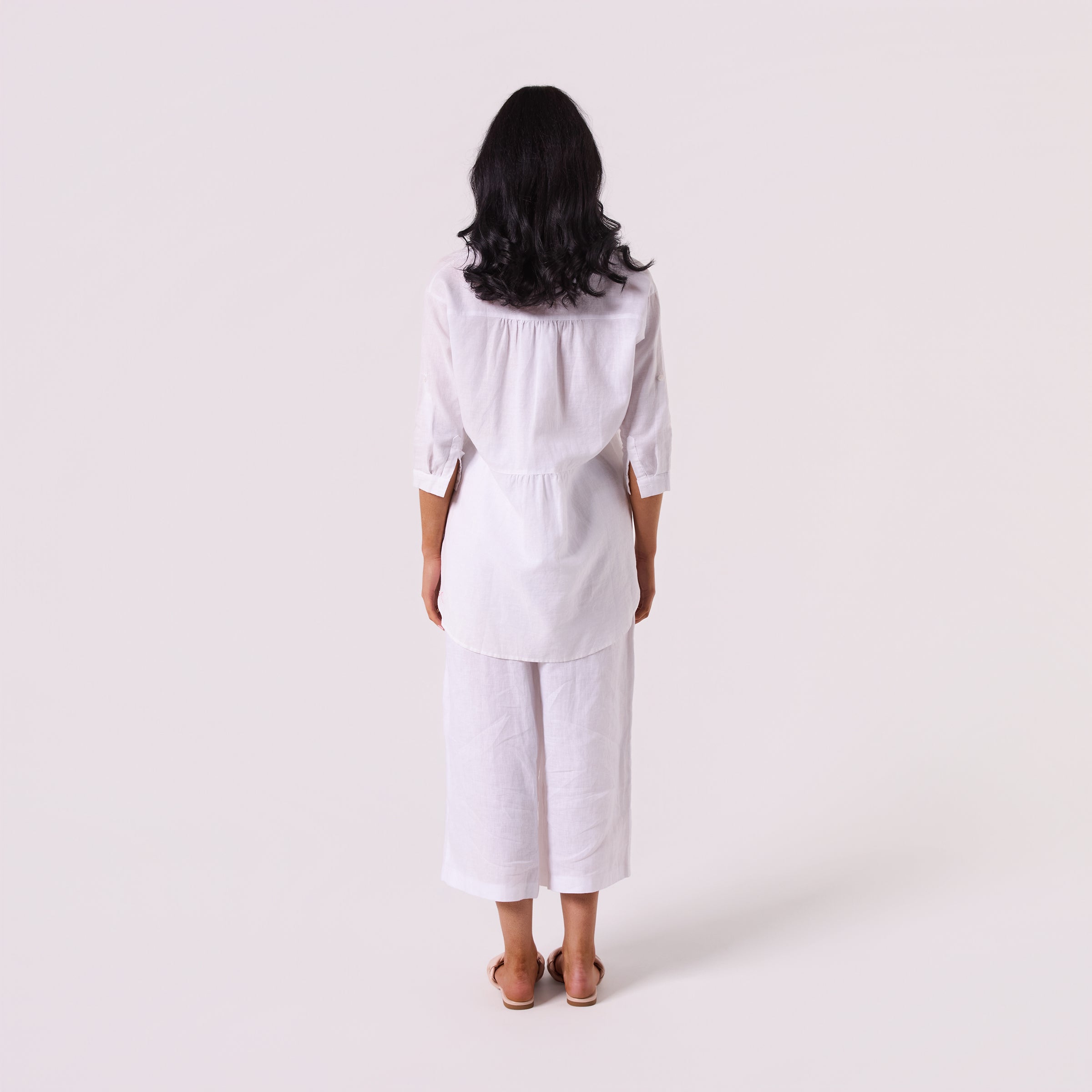 AM01274 SLEEVE BUTTON ROLL UP 100%LINEN SHIRT