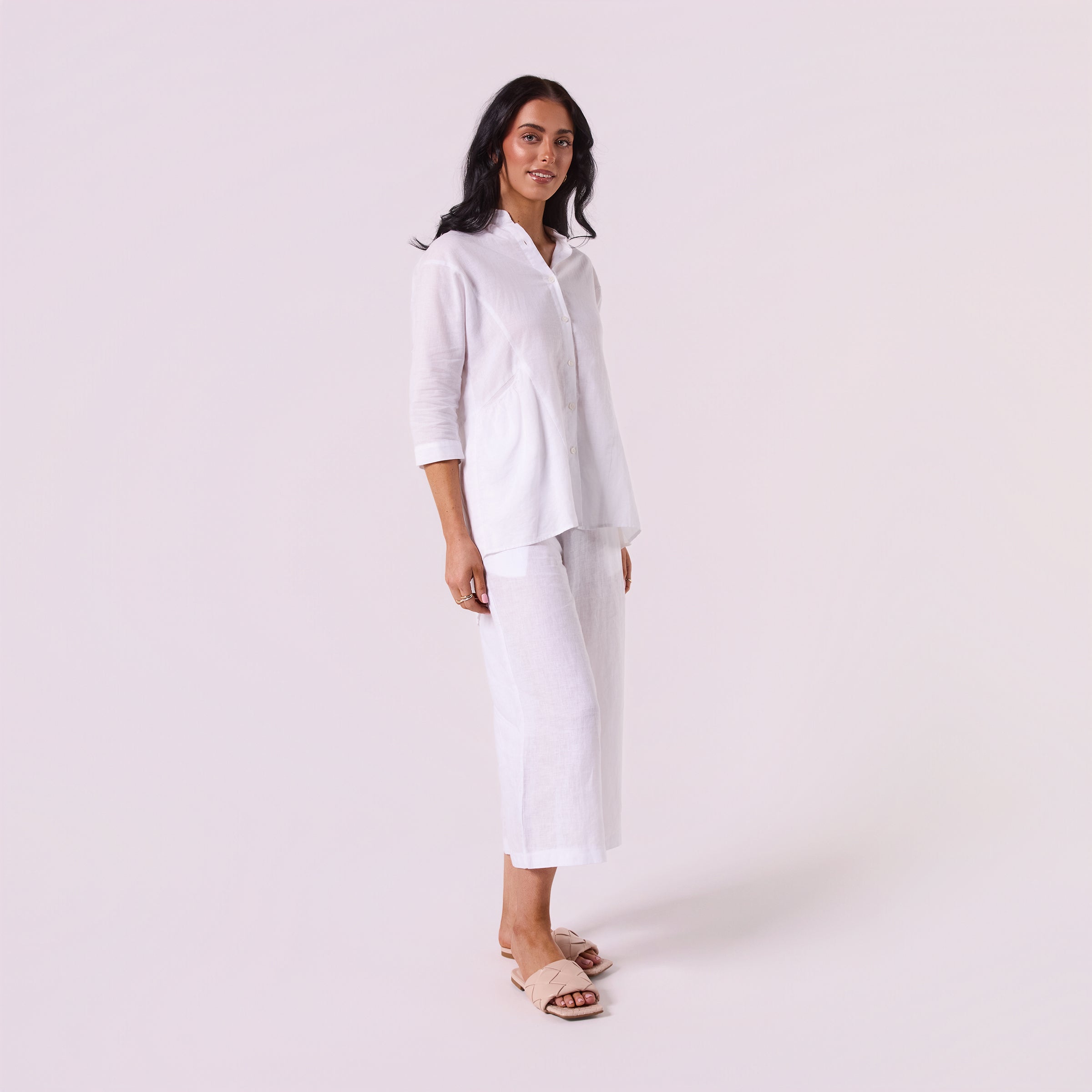 AM01274 SLEEVE BUTTON ROLL UP 100%LINEN SHIRT