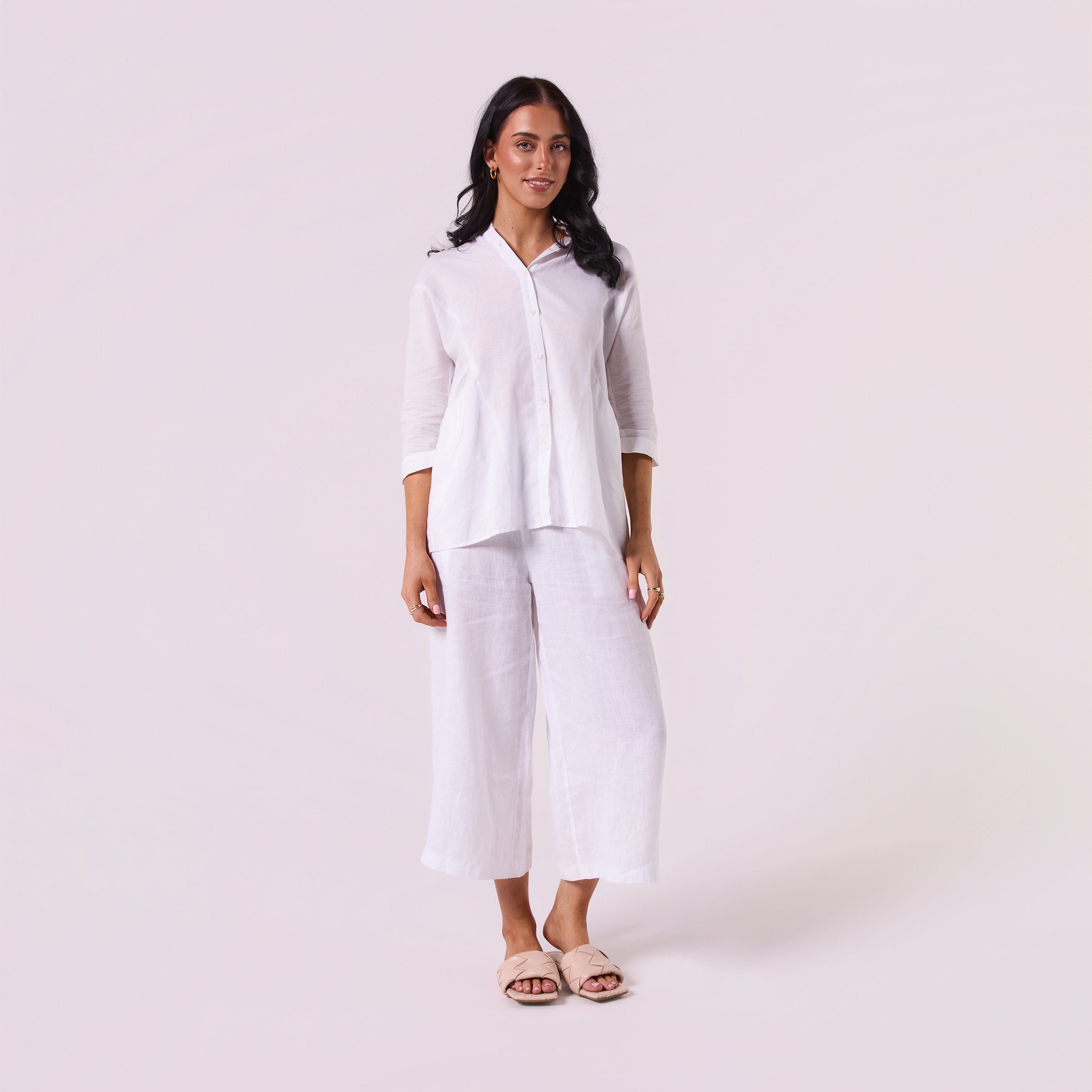 AM01274 SLEEVE BUTTON ROLL UP 100%LINEN SHIRT
