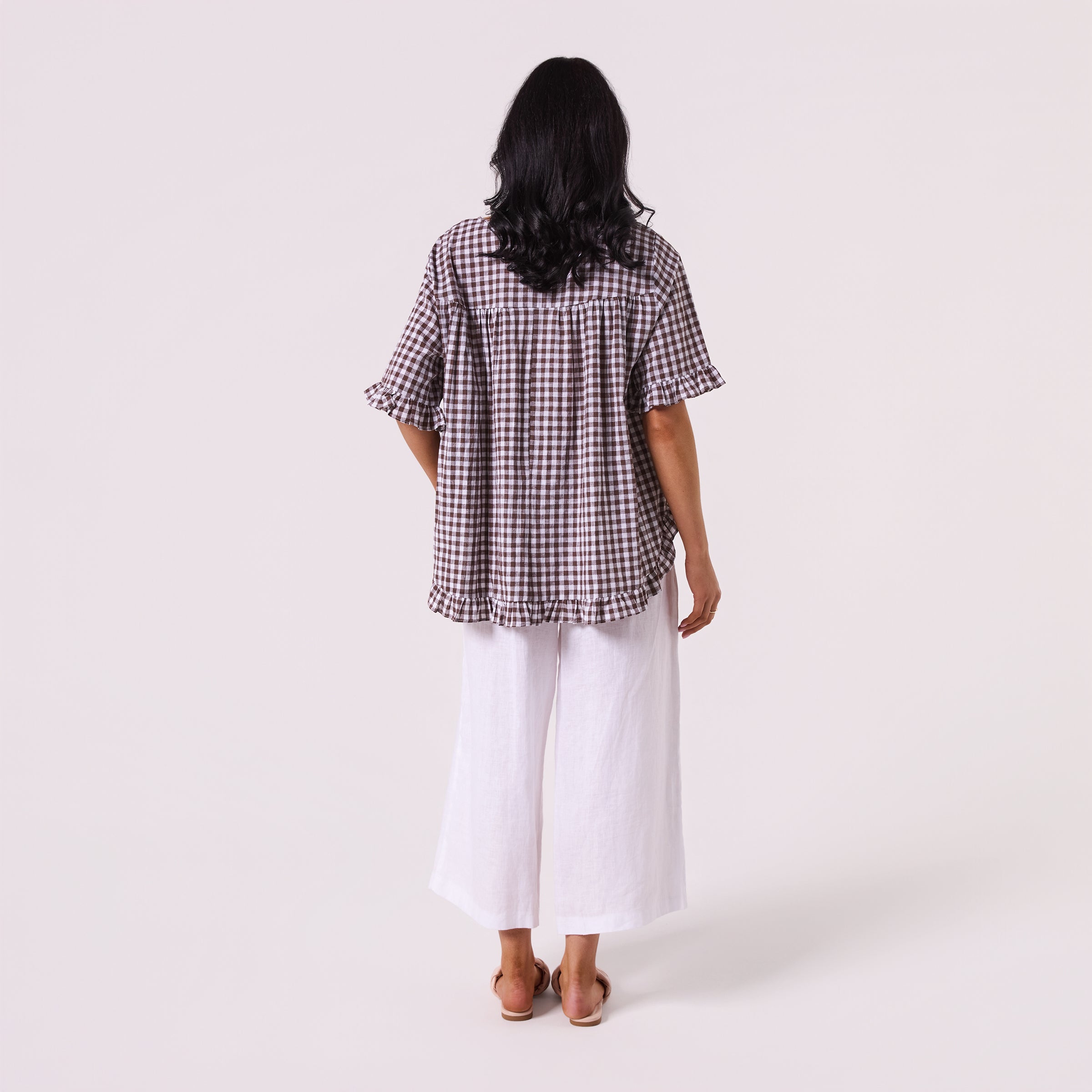AM02497 TINY CHECK & SIDE POCKET TOP