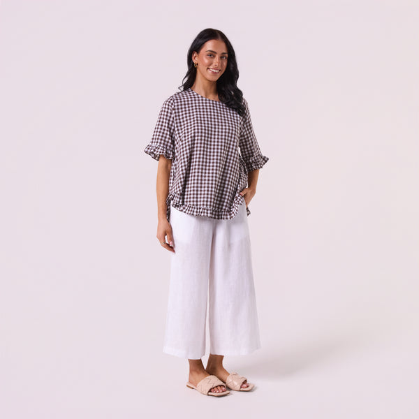 AM02497 TINY CHECK & SIDE POCKET TOP