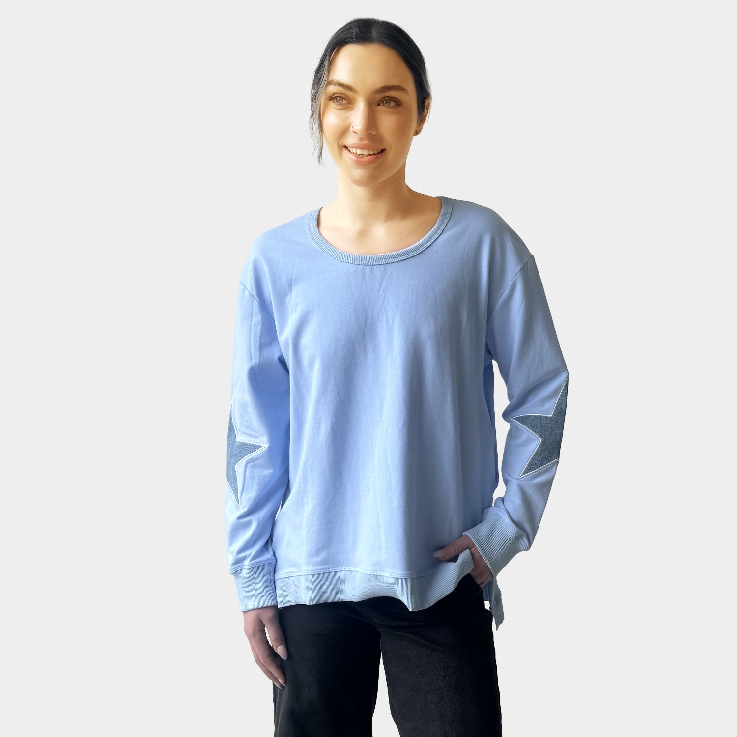 AM022115 EMBROIDERY STARS SWEATSHIRT