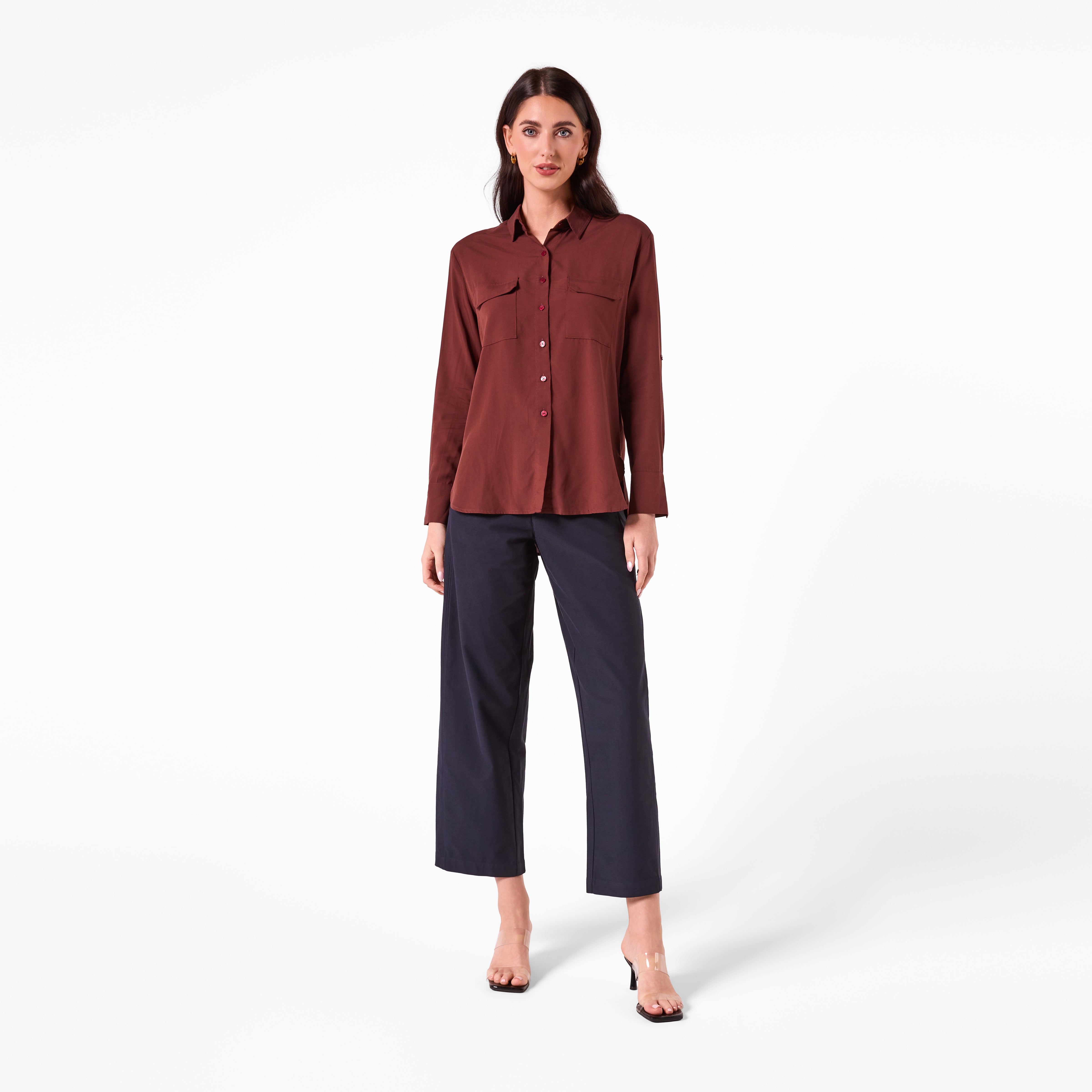 AM26027 PATCH POCKET SHIRT (BROWN)