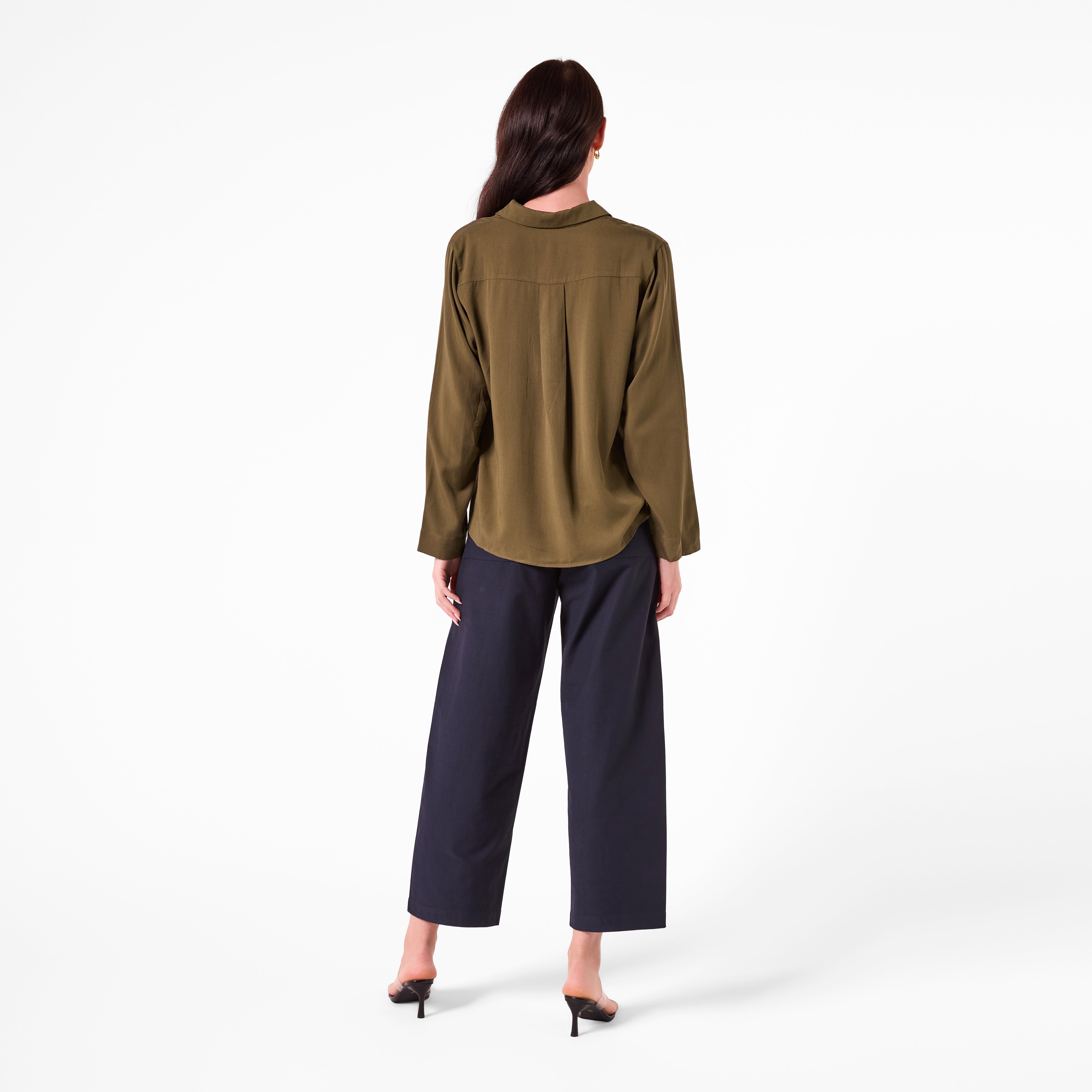 AM26013  JOHNNY COLLAR  BLOUSE (KHAKI)