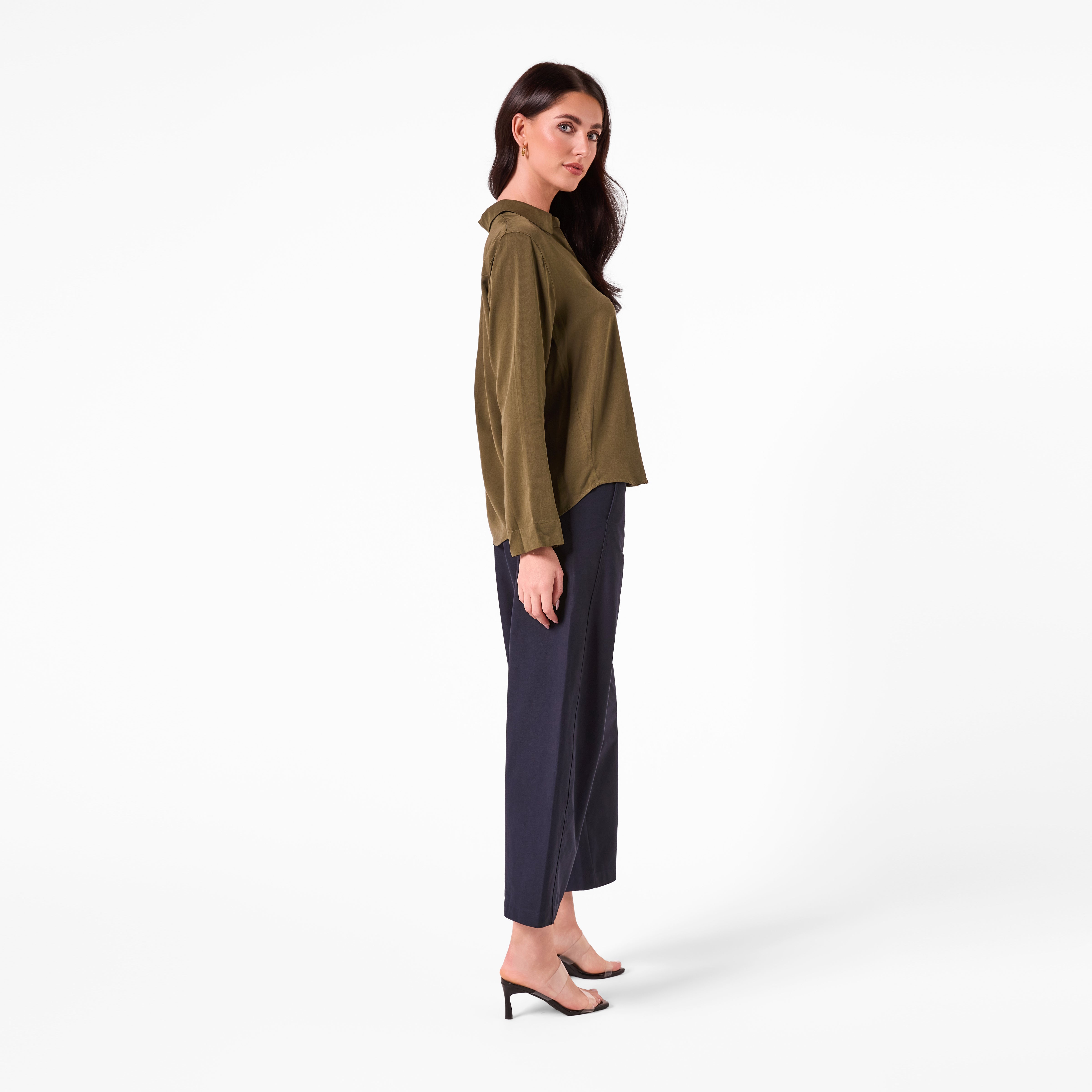 AM26013  JOHNNY COLLAR  BLOUSE (KHAKI)