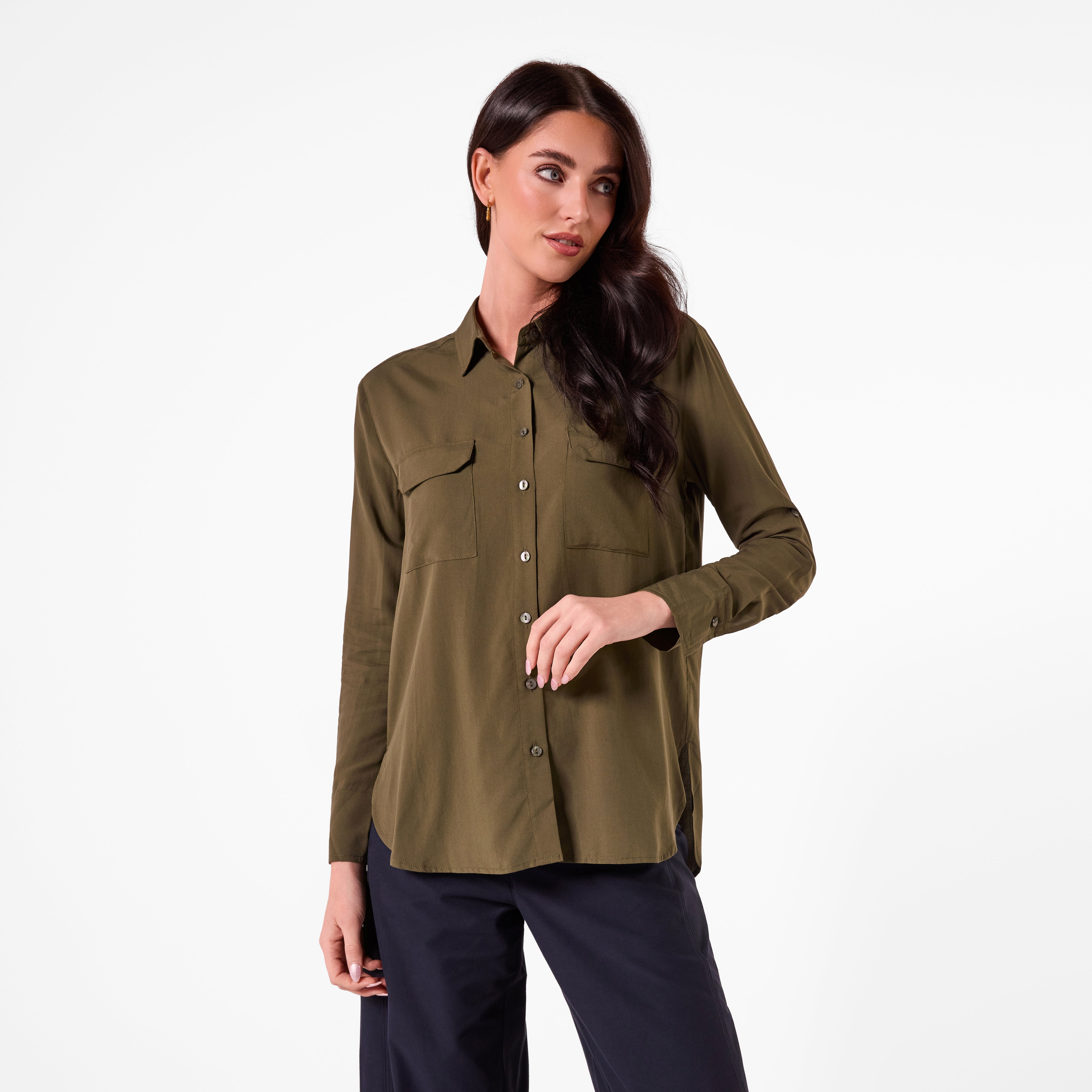 AM26027 PATCH POCKET SHIRT  (KHAKI)