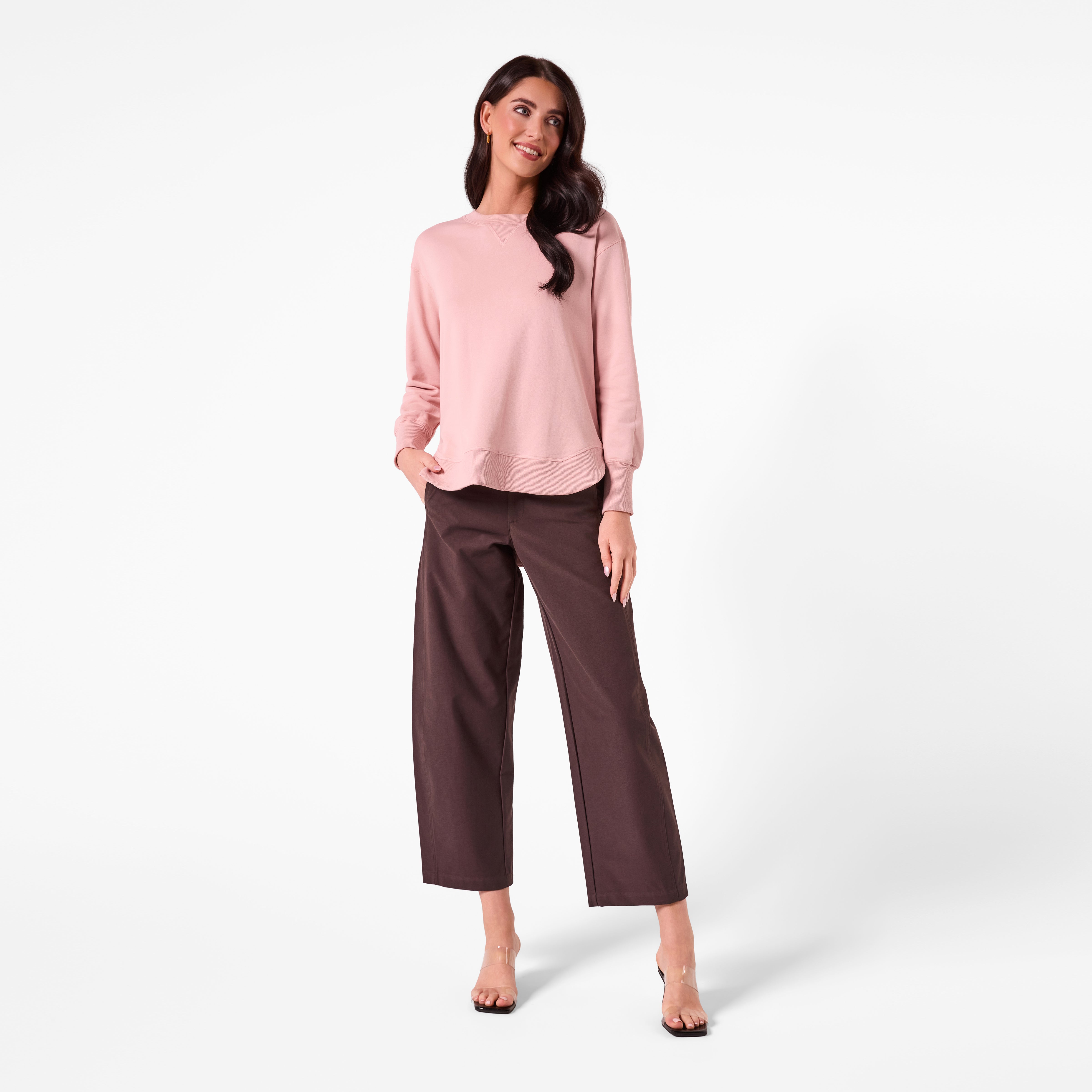 AM25193 PLAIN SWEATSHIRT (DUSTY PINK)