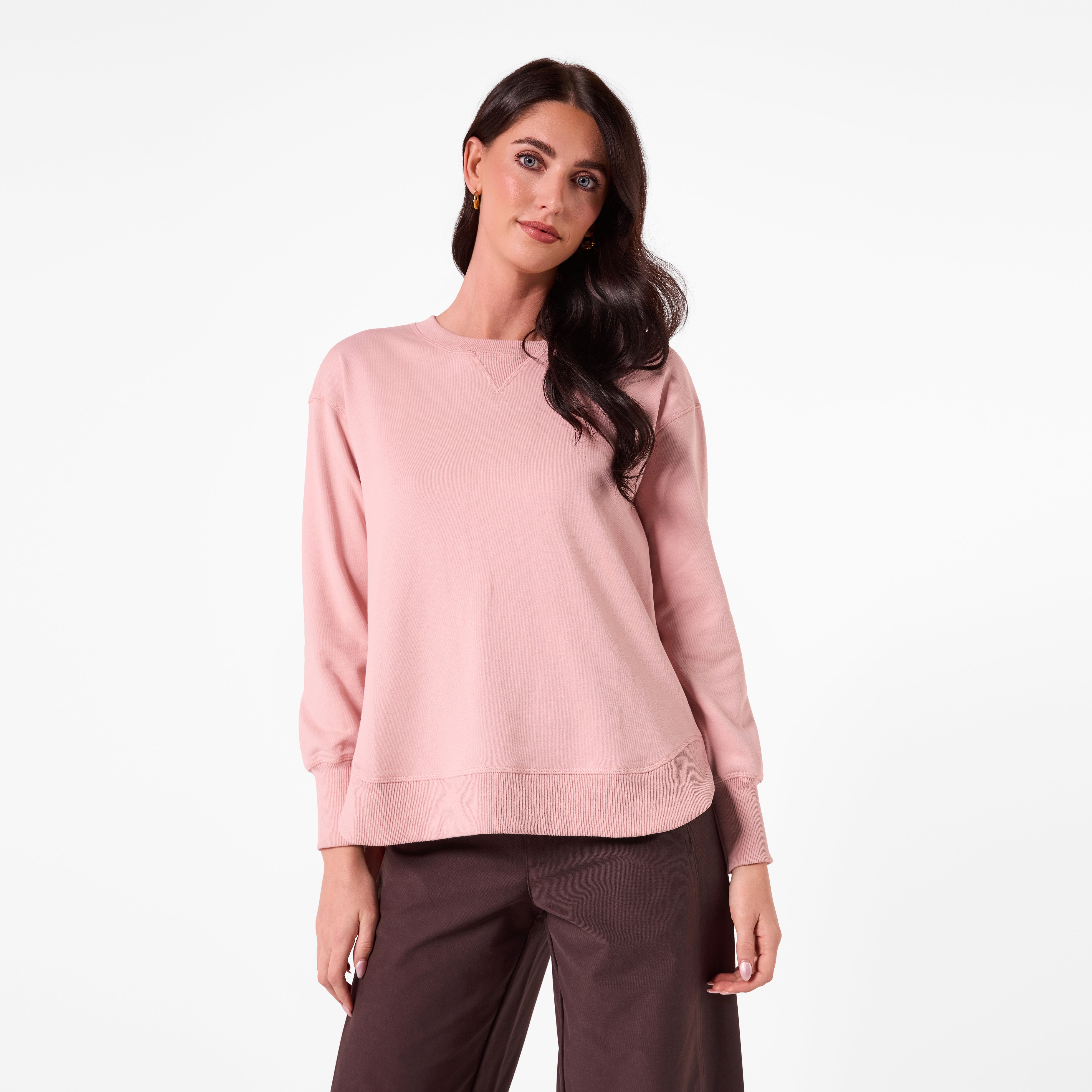 AM25193 PLAIN SWEATSHIRT (DUSTY PINK)