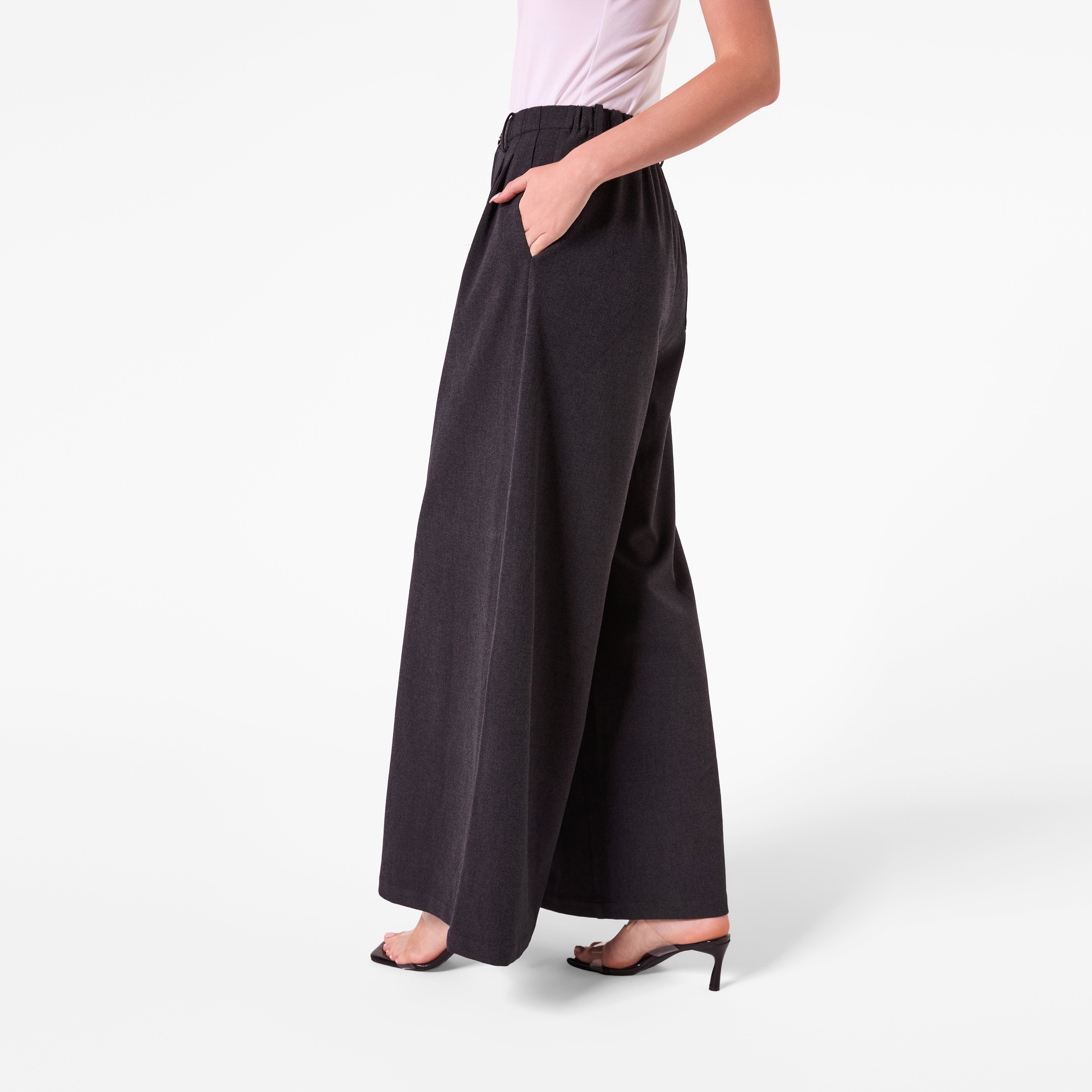 AF00027 WIDE LEG PLEATED PANT (CHARCOAL)