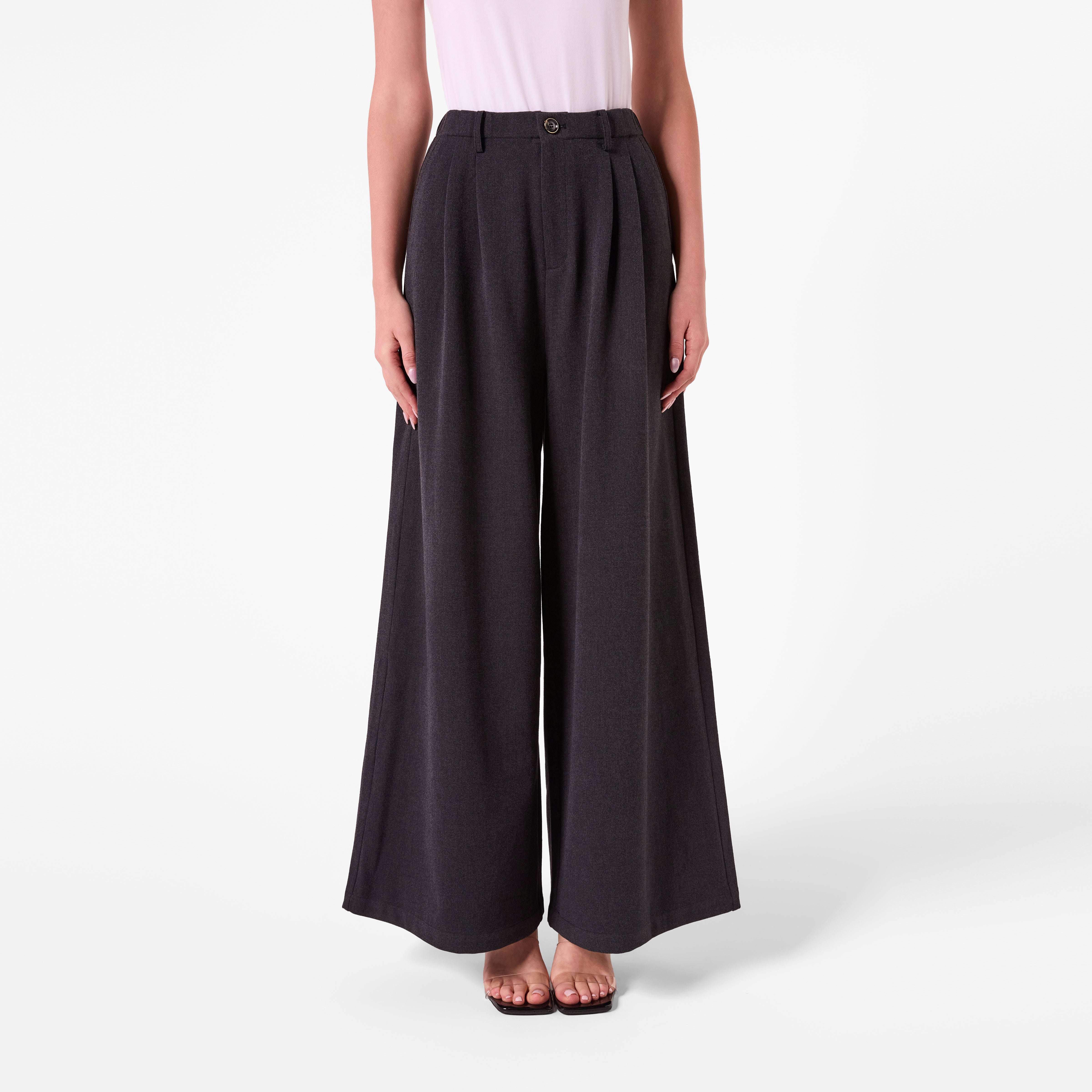 AF00027 WIDE LEG PLEATED PANT (CHARCOAL)