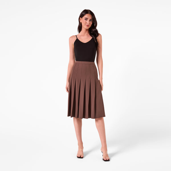 AF00023 PLEATED MIDI SKIRT (CHOCOLATE)