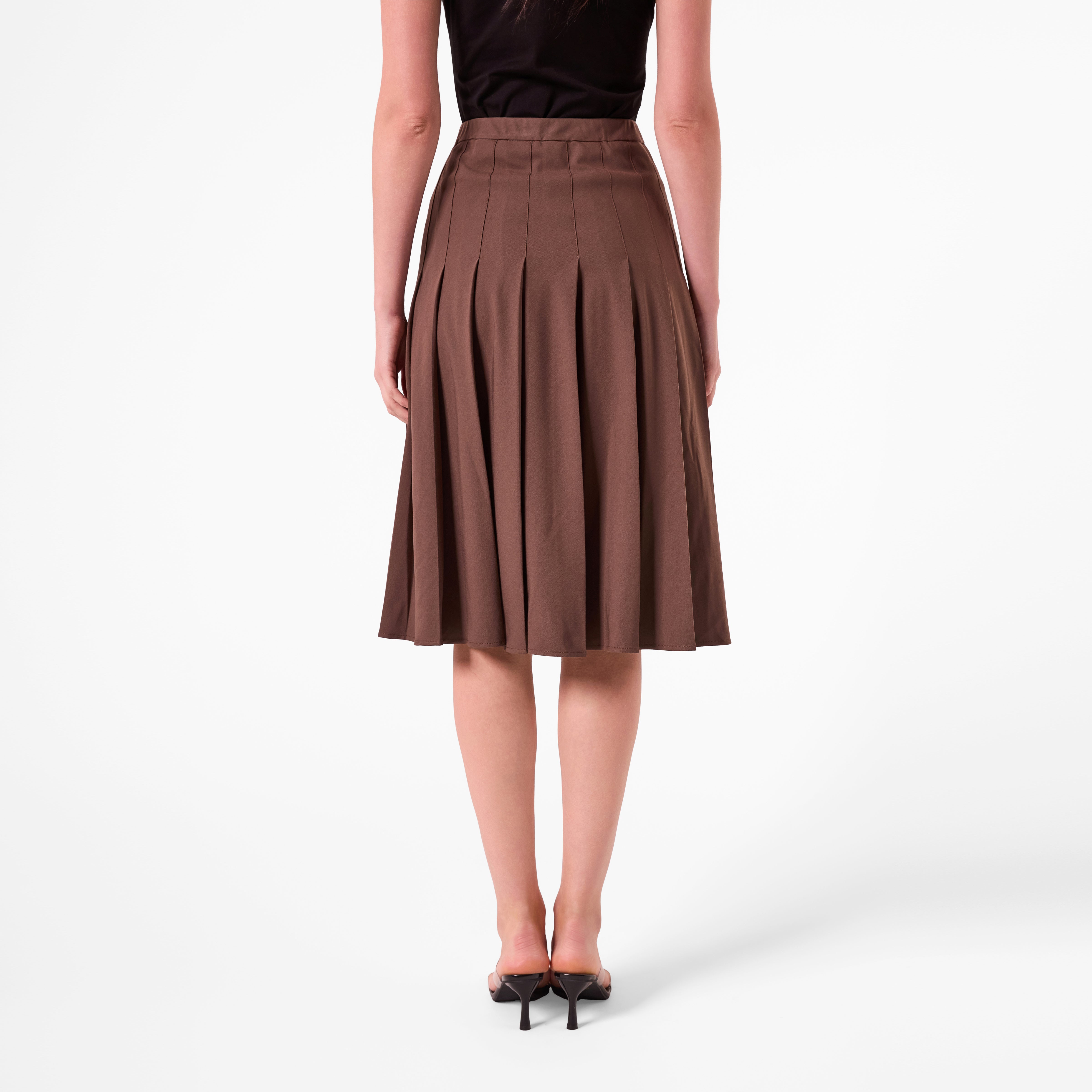 AF00023 PLEATED MIDI SKIRT (CHOCOLATE)