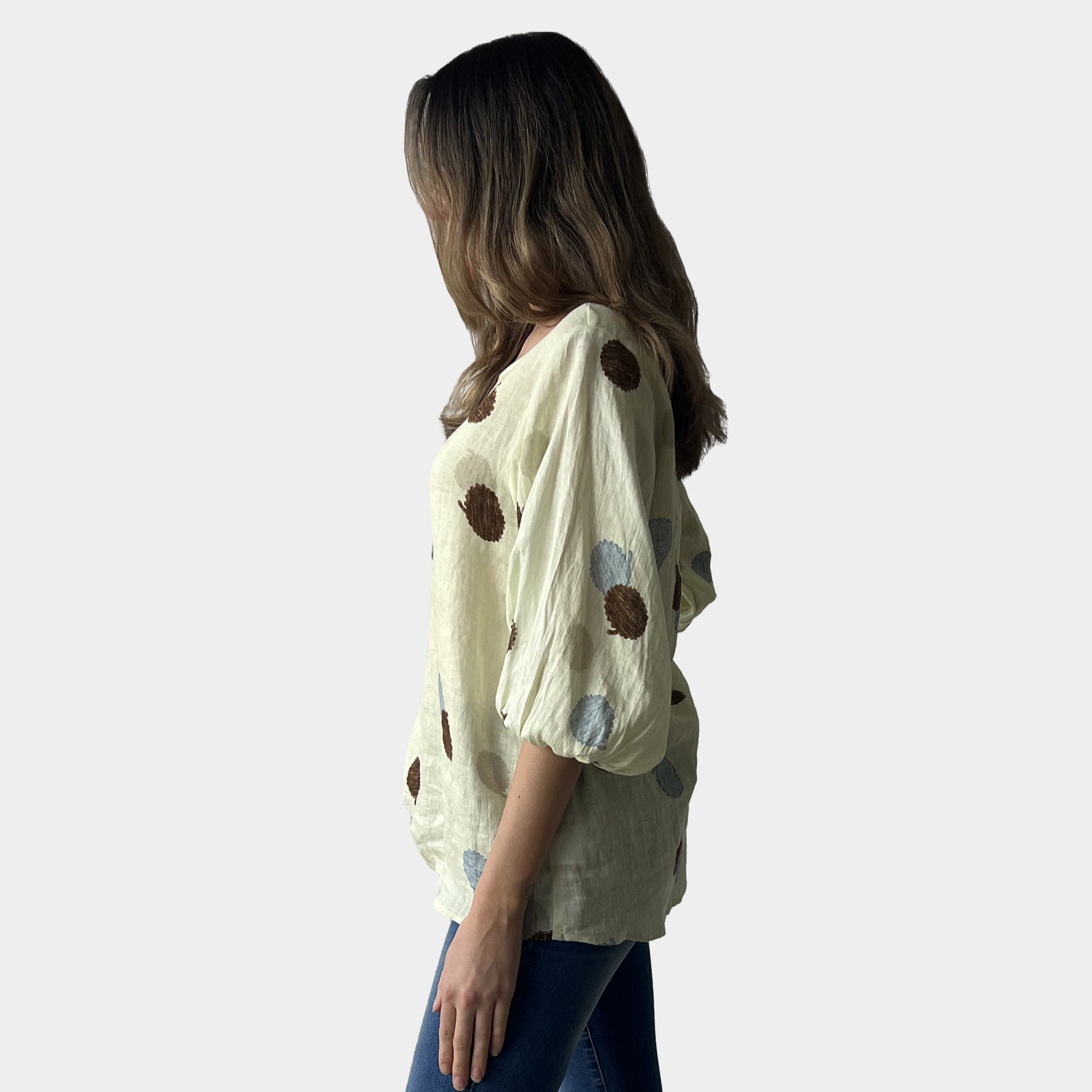 AM02390-1 100%LINEN PRINT TOP