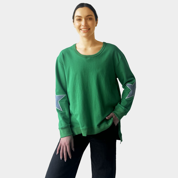AM022115 EMBROIDERY STARS SWEATSHIRT