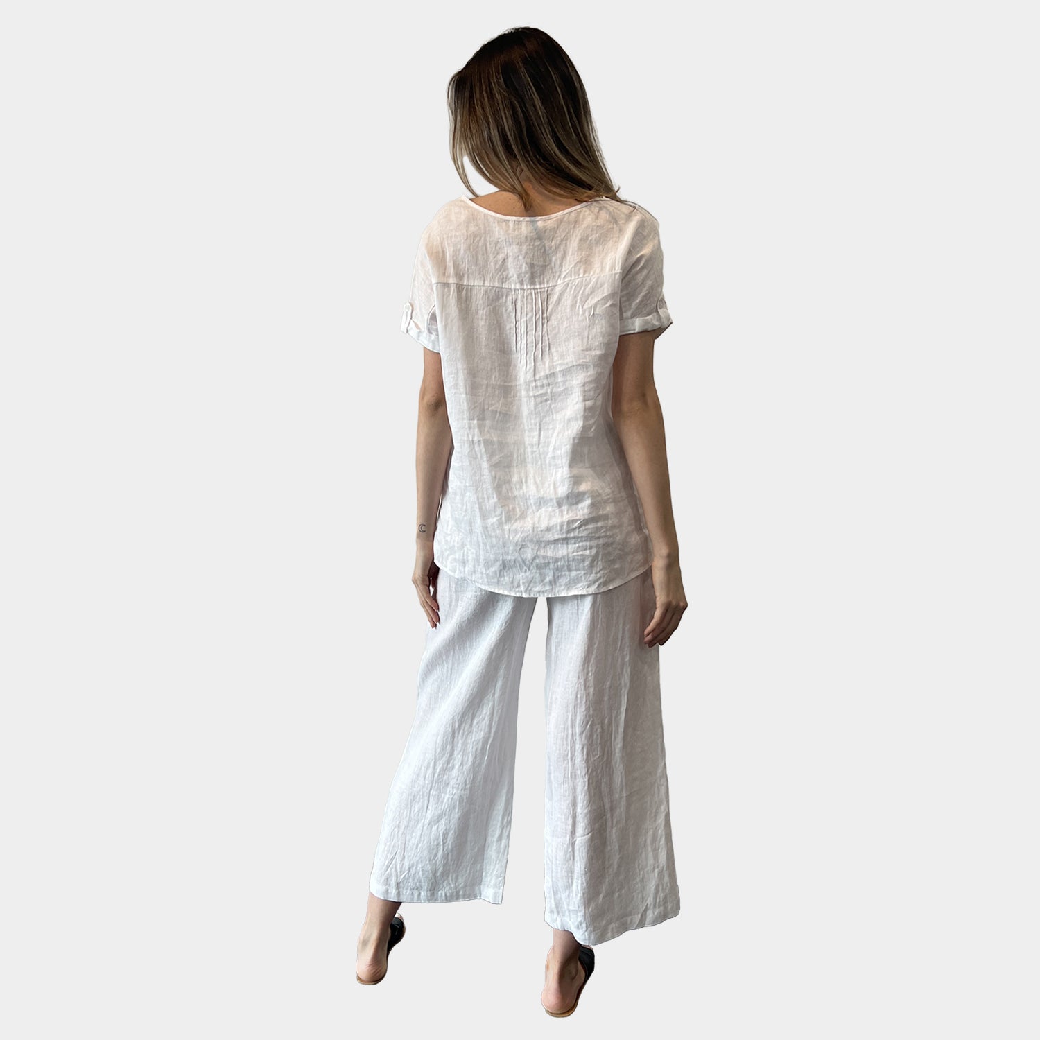 AM0223 SIDE POCKET 100%LINEN PANT